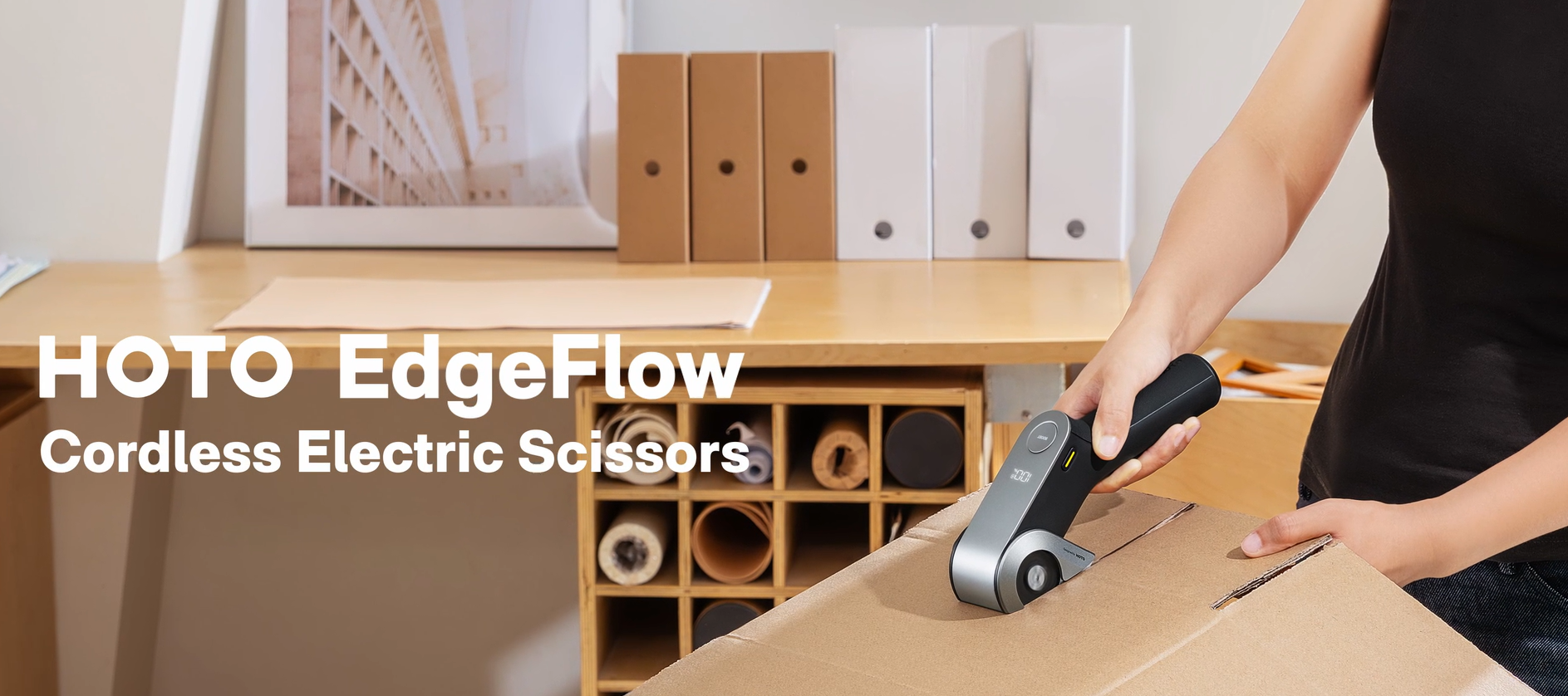 thumbnail video image 2 of HOTO EdgeFlow Cordless Electric Scissors, Self-Sharpening Titanium Blade, Boost Mode & Tool-Free Swap, 2 of 13