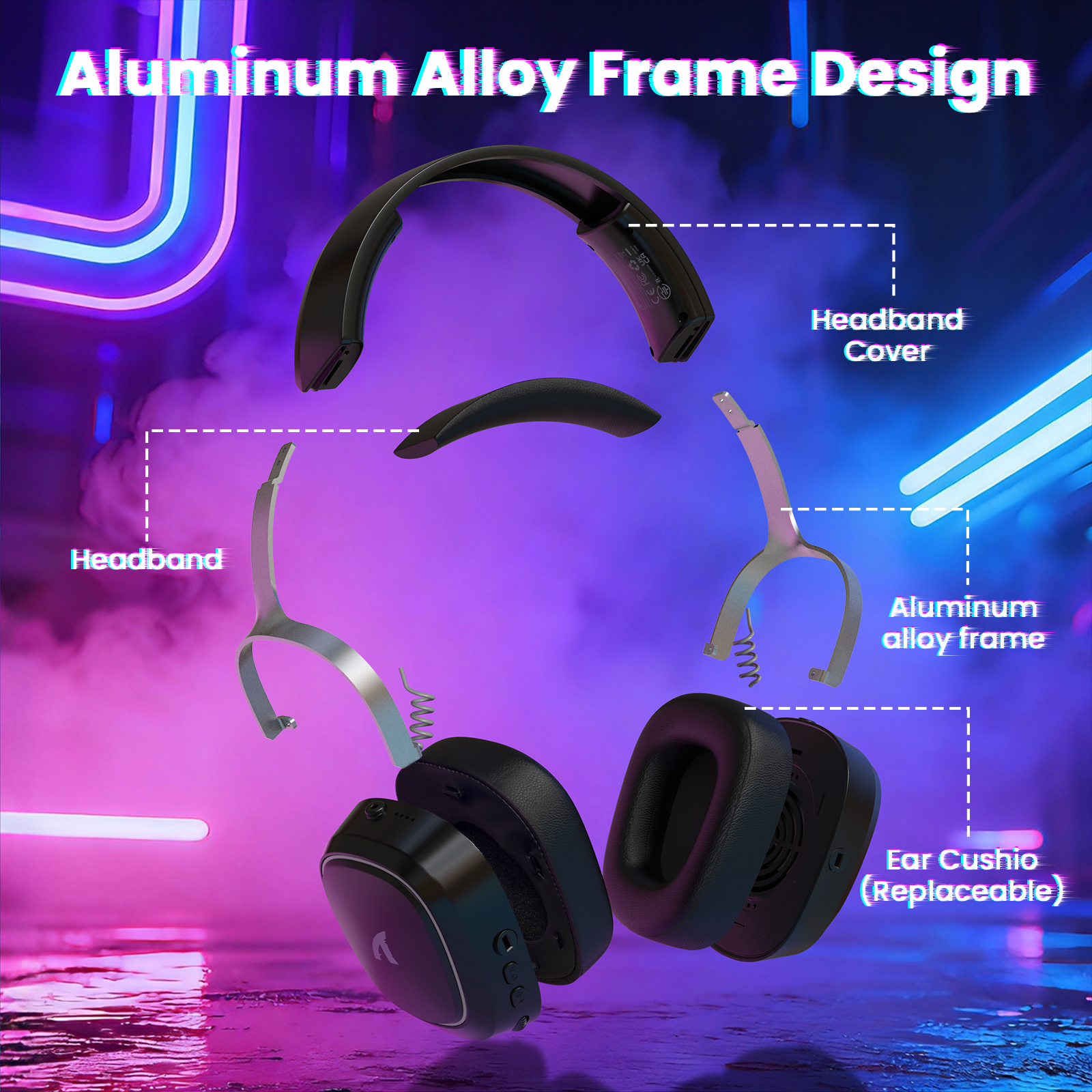 thumbnail video image 2 of ATTACK SHARK G800 Wireless RGB Gaming Headset:7.1 Surround Sound-50mm Drivers-Memory Foam Ear Pads,Wired/2.4Ghz/BT,Ultralight,Durable Aluminum Frame,Detachable Mic,Programmable for PC Mac Gamer, 2 of 10