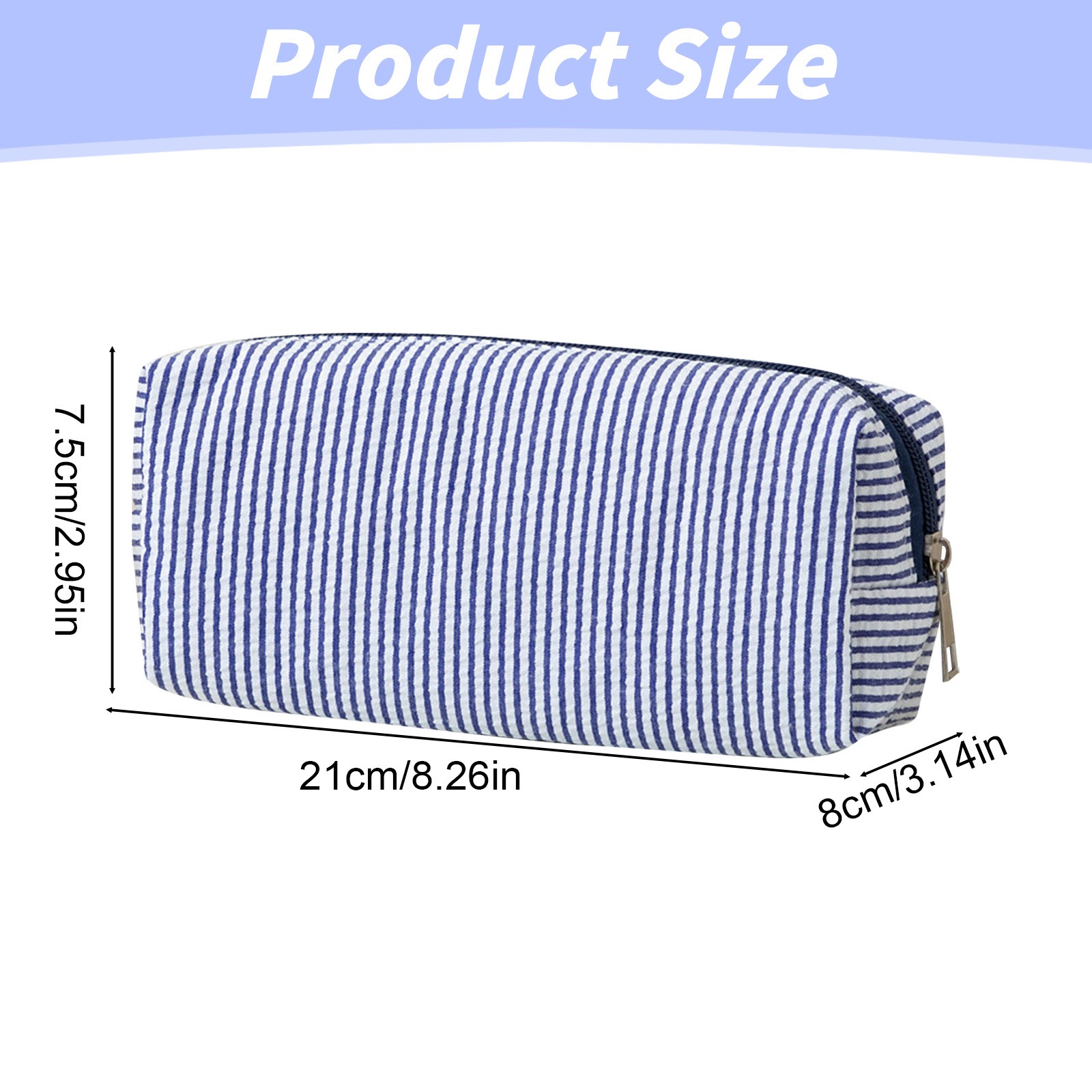 thumbnail video image 2 of YSKING Mint Green White Striped Seersucker Mini Pencil Pouch 8.26×3.14×2.95in Smooth Metal Zipper Compact Stationery Organizer Multi-Use Office Travel Cosmetic Storage Great Daily Carry, 2 of 10