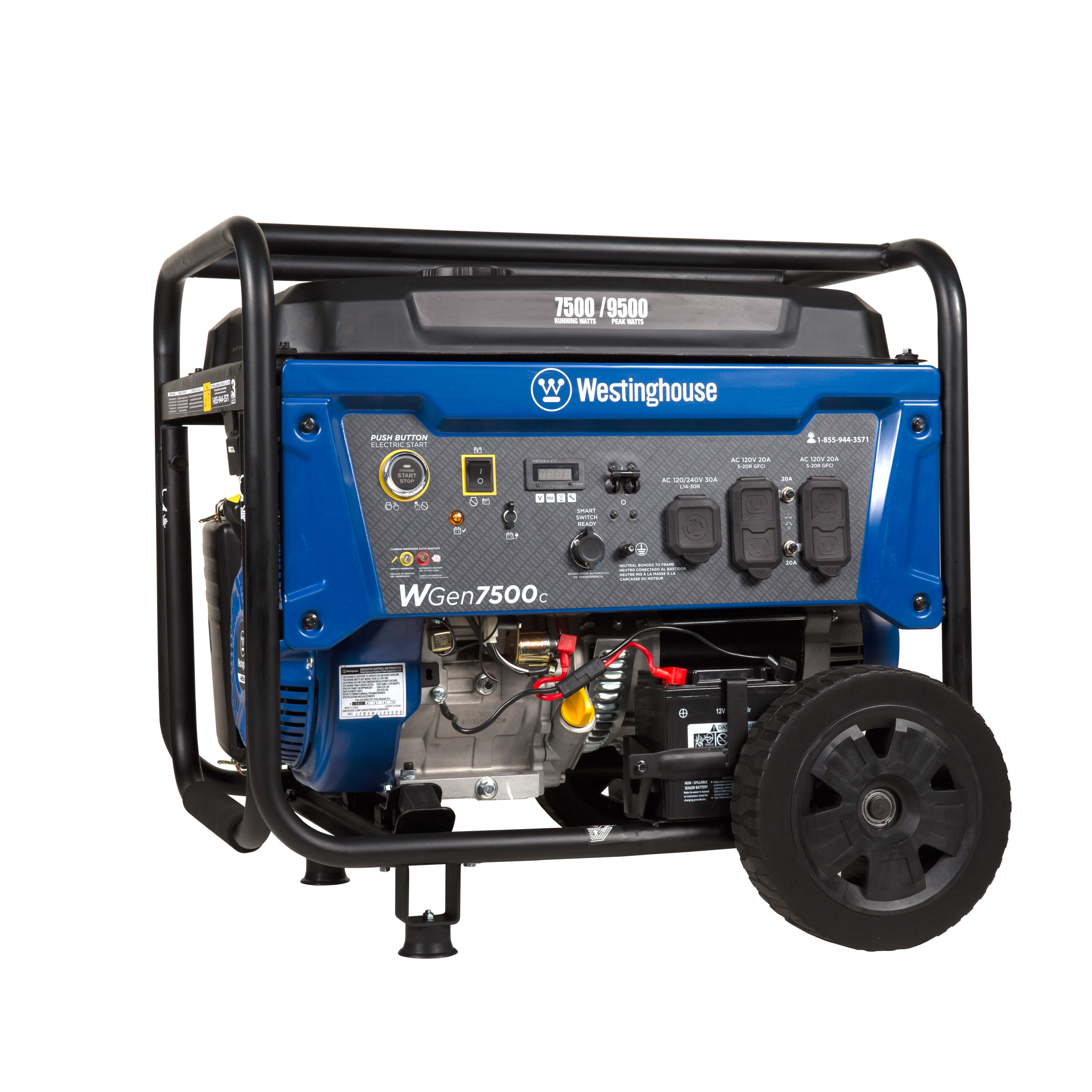 Westinghouse 9500 Home Backup Portable Gas Powered Generator, Transfer Switch Ready, CO Sensor -
