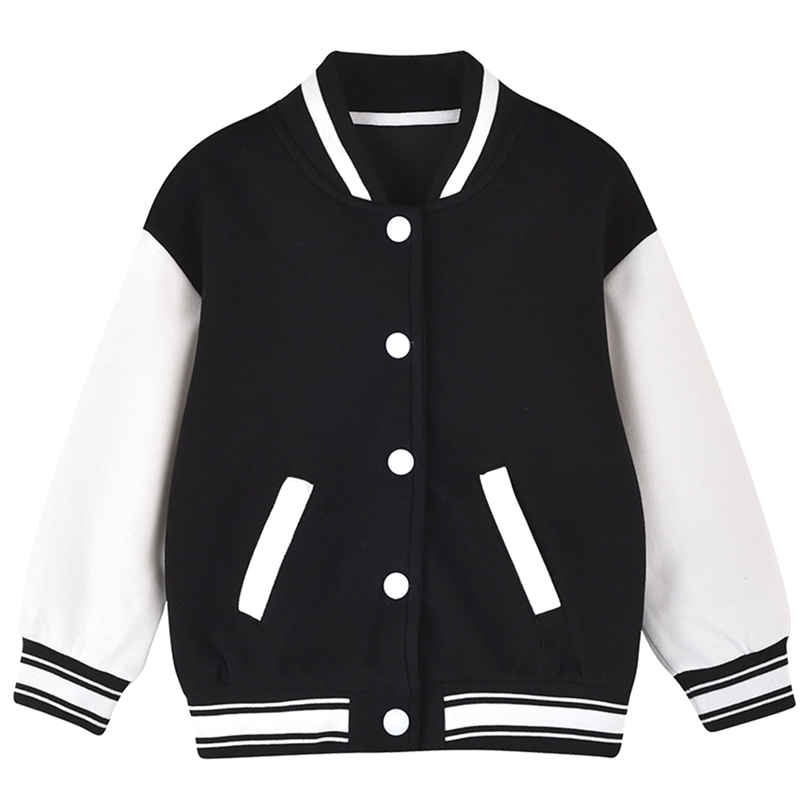 thumbnail video image 2 of DeHolifer Boys Girls Baseball Jacket Toddler Bomber Cardigan Coat with Pocket Kids Vintage Varsity Letterman Outwear Uniform, 2 of 3