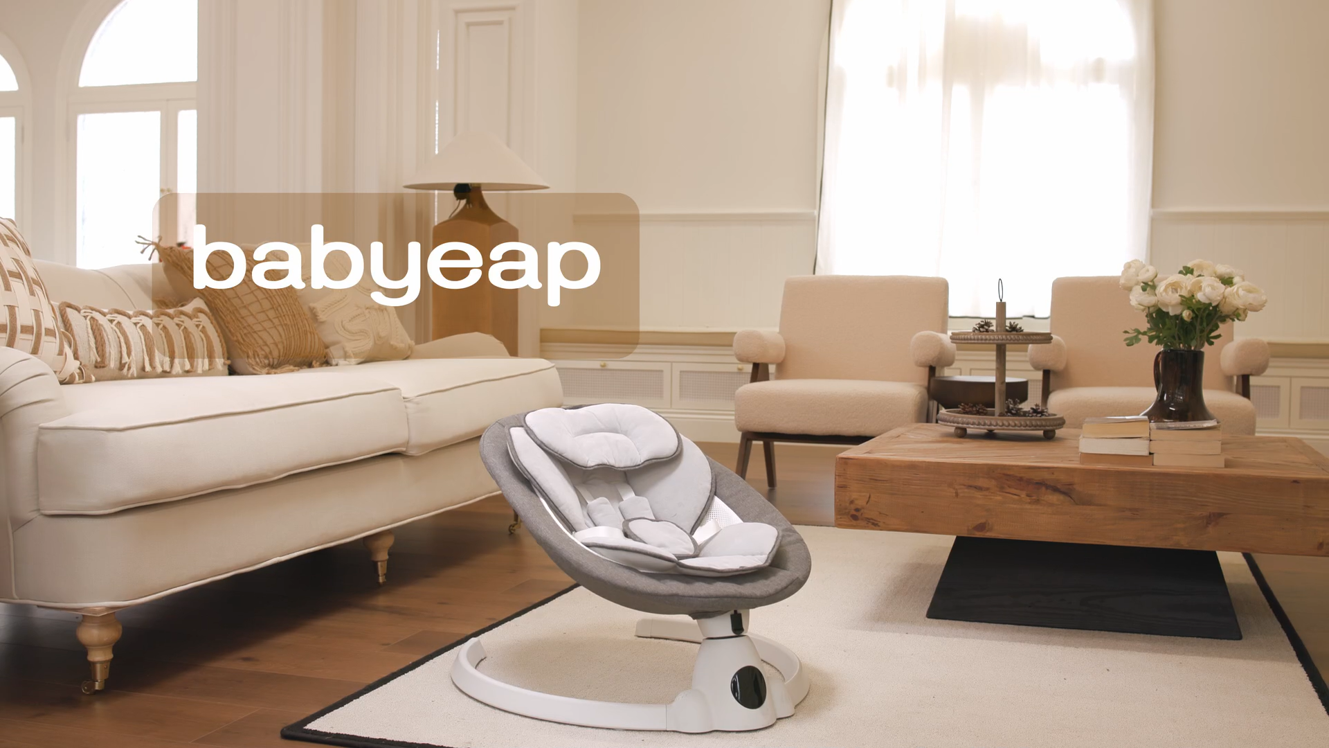 thumbnail video image 2 of Babyeap Baby Swing for Infants - Smart Electric Swing with Bluetooth Control 5-point Harness,5 Sway Speed,10 Lullabies(Gray), 2 of 8