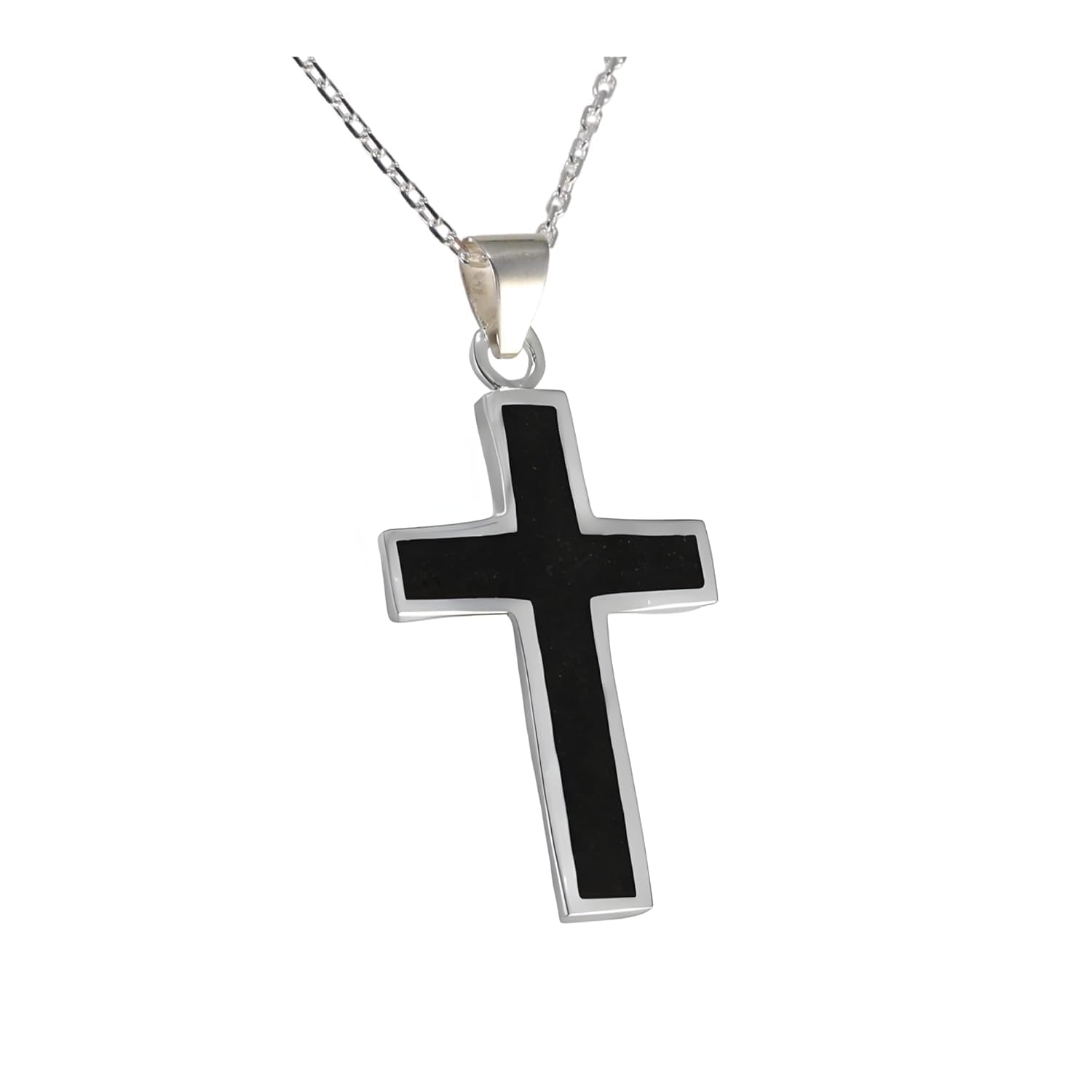 thumbnail video image 2 of Echmeck 925 Sterling Silver Black Jet Stone Cross Pendant for Women, 2 of 11