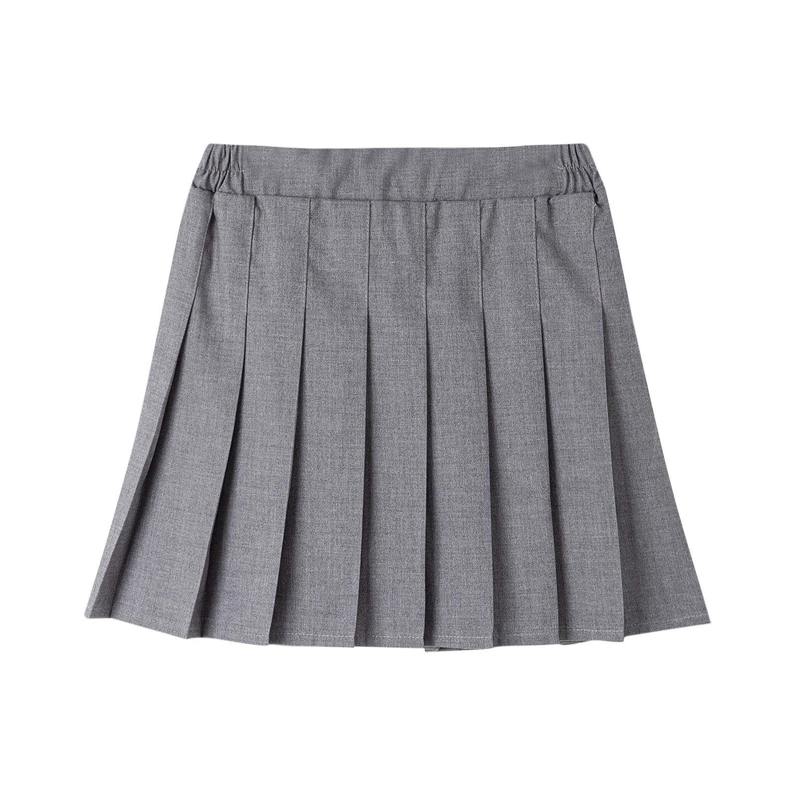 thumbnail video image 2 of hoksml Girls Uniform Skirts Solid Color Elastic Waist Four Season Pleated Flowing Skorts Performance Dance Skirt 2-17 Years Children, 2 of 4