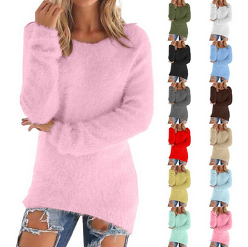 thumbnail video image 2 of HCURIBAD Clearance! Long Sleeve Shirts for Women, Womens Fashionable Long Sleeve Pullovers Loose Fuzzy Jumper Sweater, Womens Tops, Sweaters for Women, 2 of 8