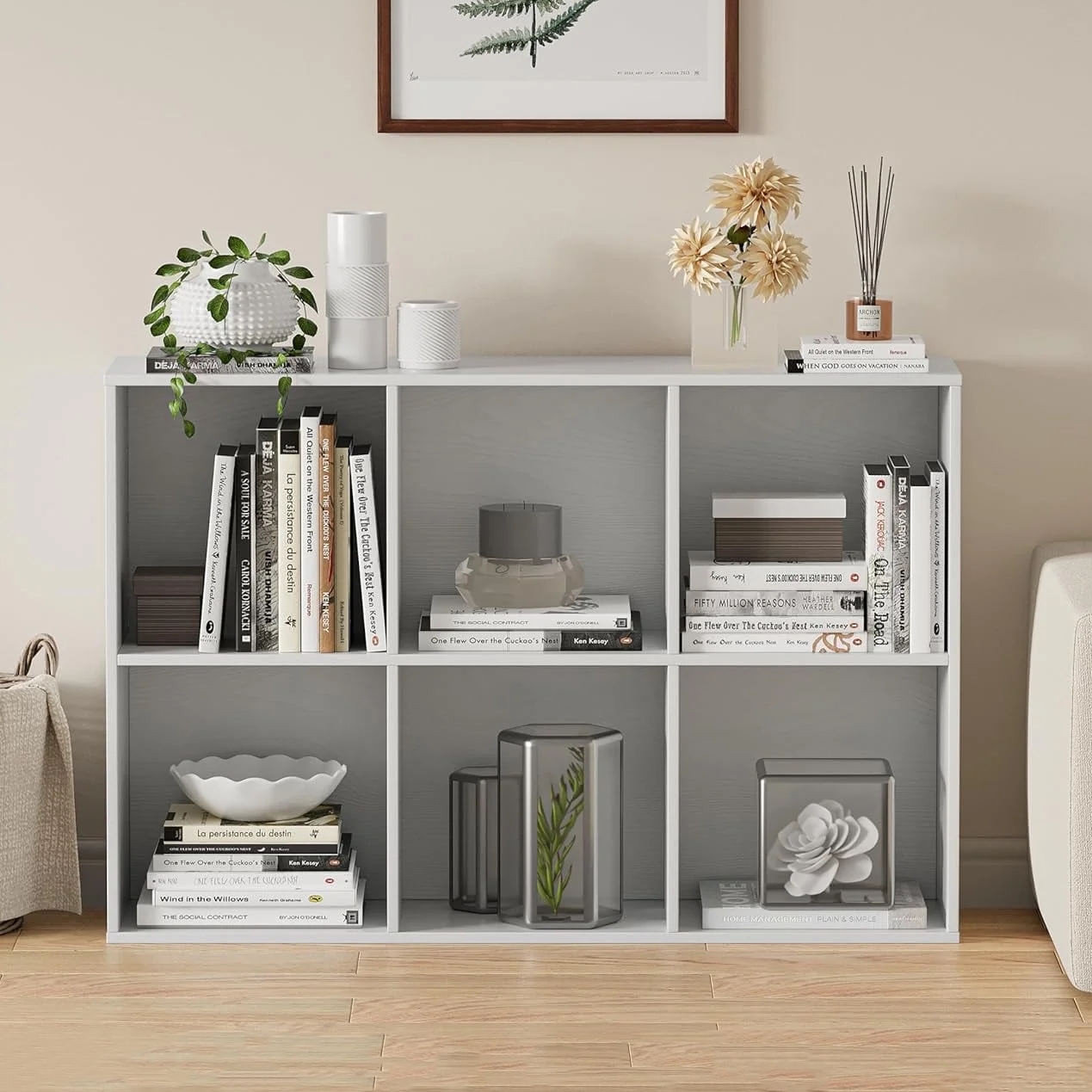thumbnail video image 2 of Anhdah 6 Cube Storage Organizer, Cube Bookcase Closed Back Panel Bedroom, Living Room, Home Office, Closet Bookshelves White, 2 of 8