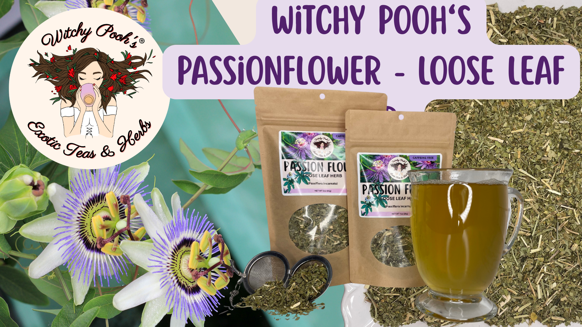 thumbnail video image 2 of Witchy Pooh's Passionflower Tea - Loose Leaf Herb, Caffeine Free, 1oz, 2 of 6