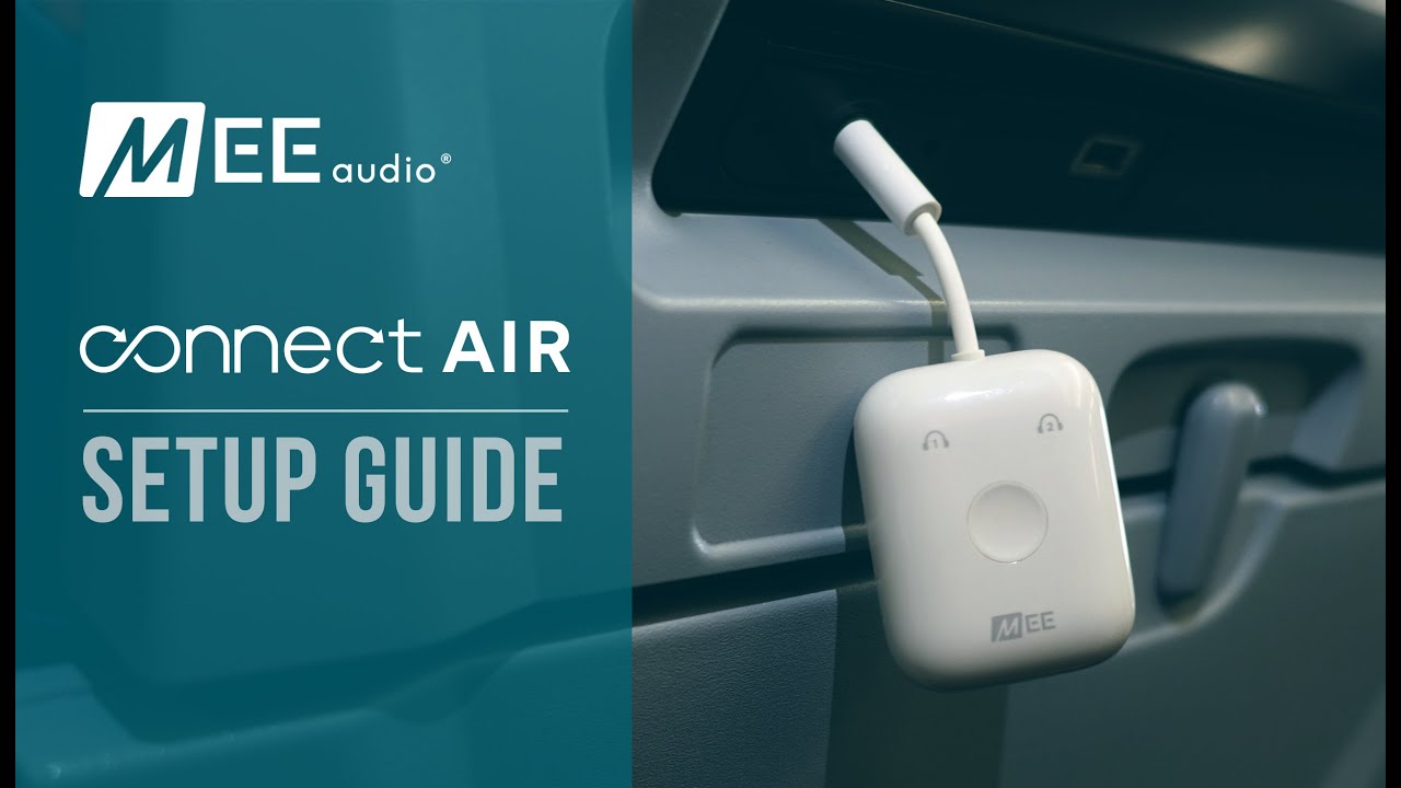 thumbnail video image 2 of MEE audio Connect Air In-Flight Bluetooth Transmitter Adapter for AirPods / Other Headphones; 3.5mm AUX Jack (White), 2 of 10