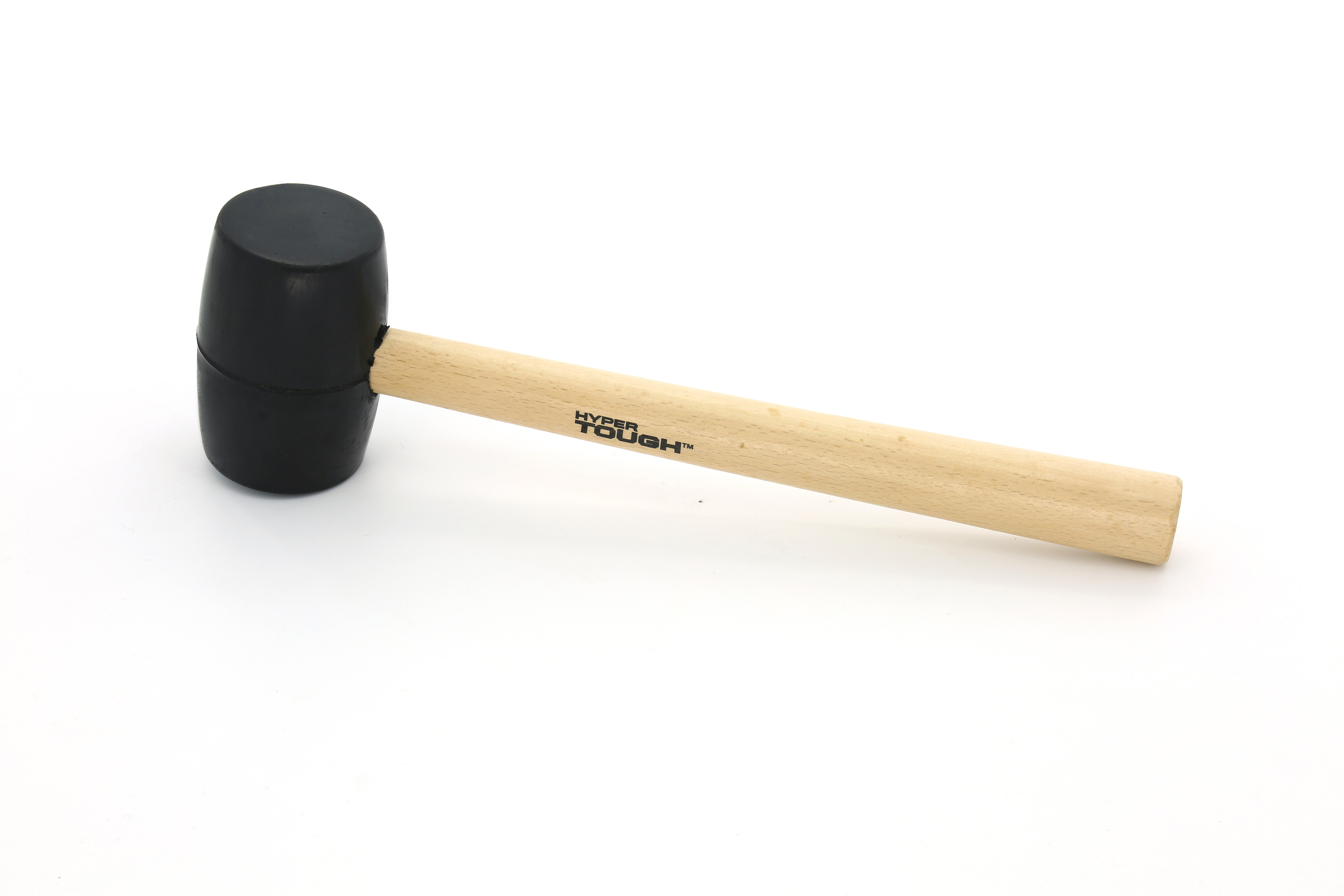 Rubber Mallet: Wood Handle, 16 oz Head Wt, 2 1/2 in Dia, 3 7/8 in Head Lg,  14 in Overall Lg, Black