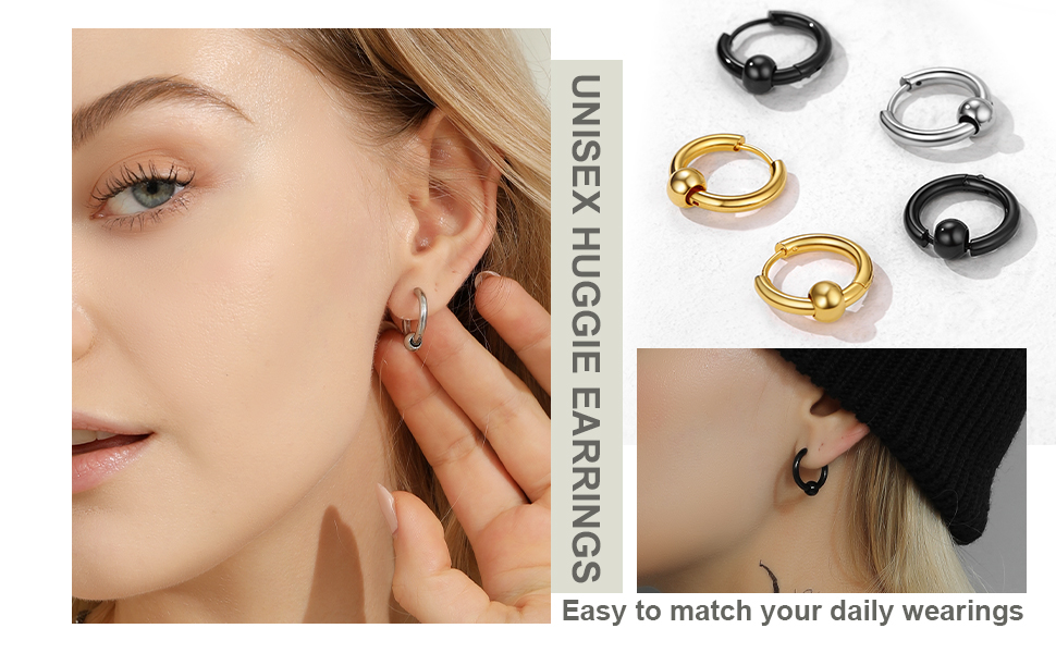 thumbnail video image 2 of KeyStyle 18K Gold Plated Small Hoop Earrings Thick Huggie Earrings for Men Women Hoop Earrings Anniversary Jewelry Valentine's Day Gift for Husband Wife, 2 of 8