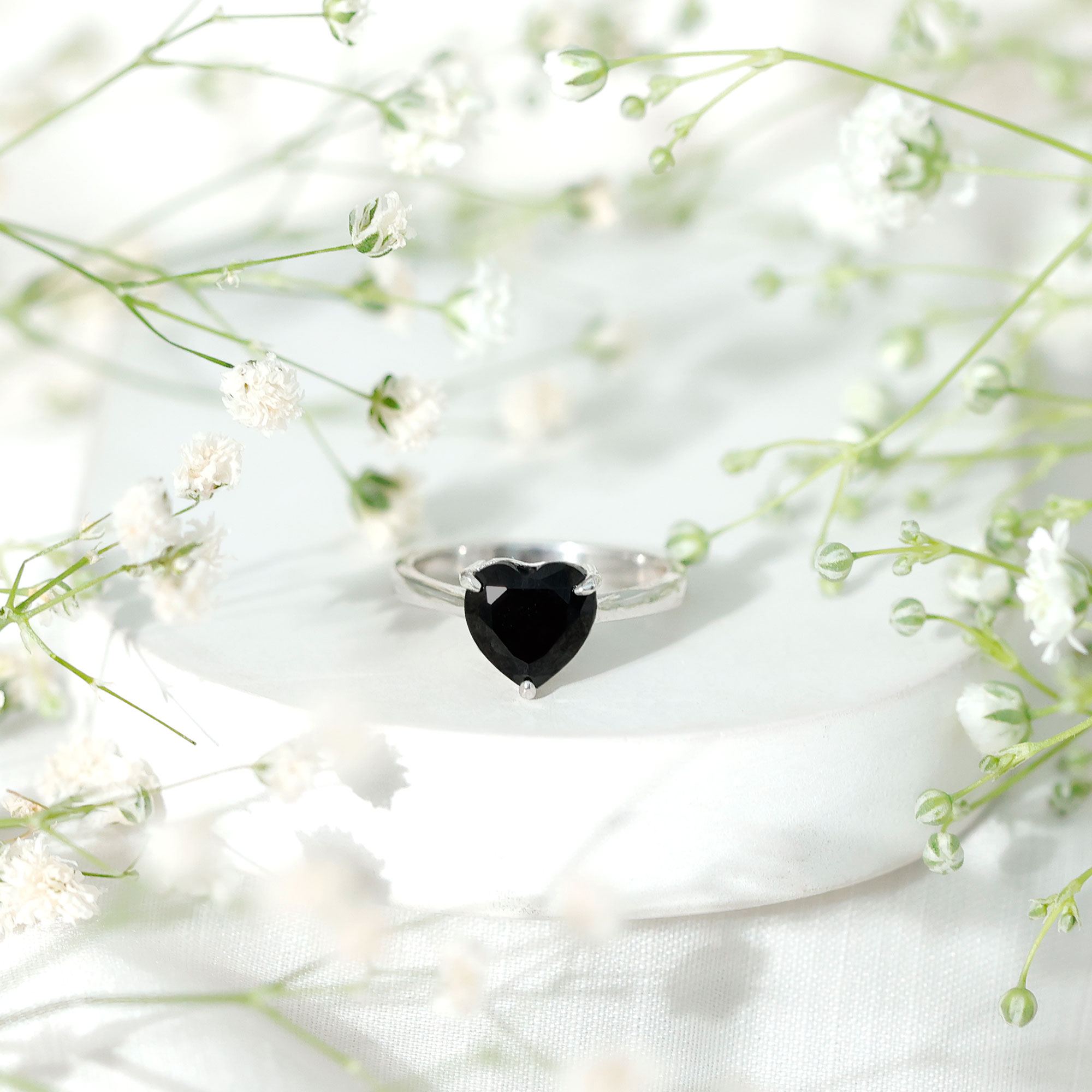 thumbnail video image 2 of Rosec Jewels Certified Lab Grown Black Diamond Heart Shaped Engagement Ring - Black Diamond Solitaire Ring - 8 mm - AAAA Grade, 10K Yellow Gold, US 3.50, 2 of 9