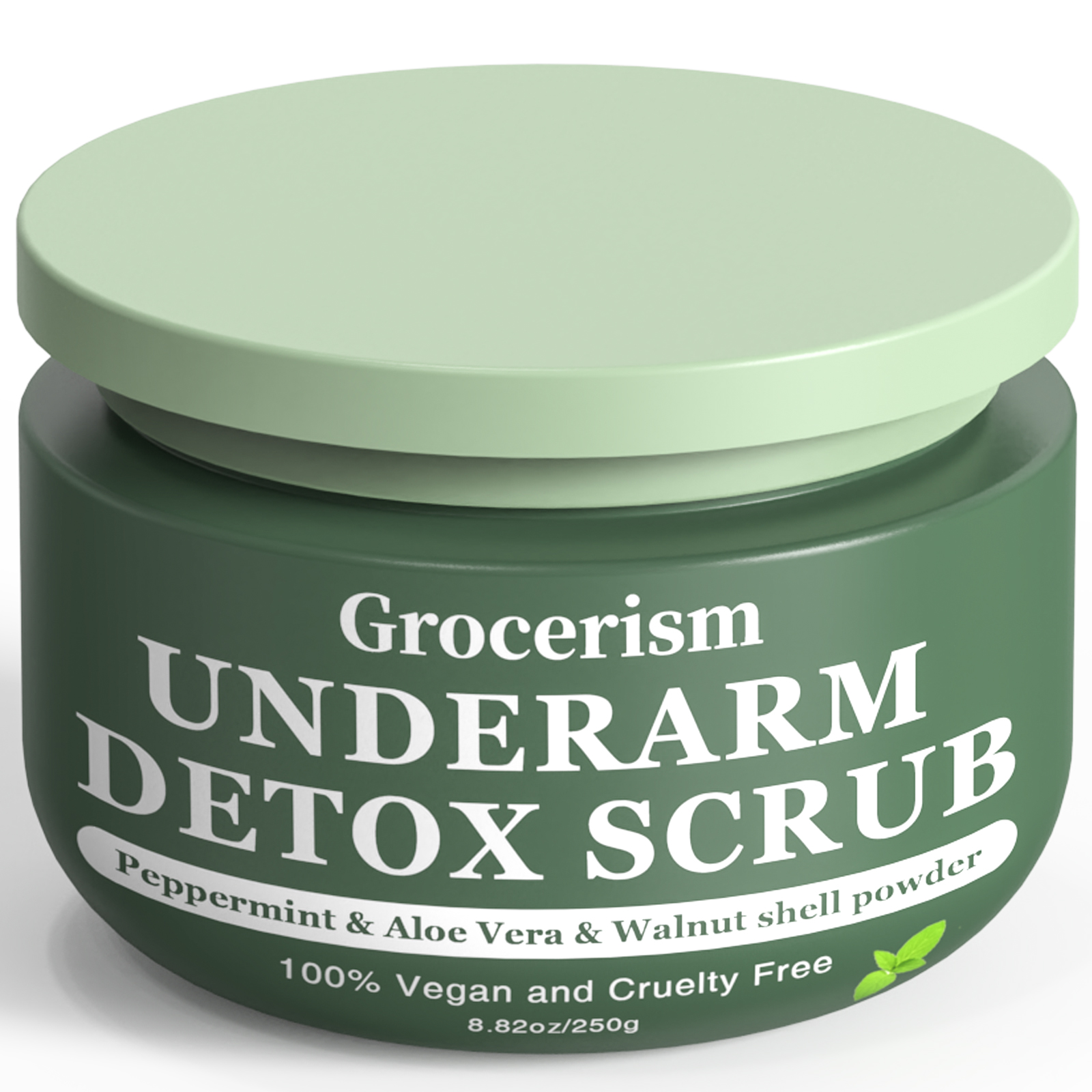 thumbnail video image 2 of Body Scrub and Armpit Scrub 8.8oz || with Peppermint and Aloe Vera for Odors Removing, Exfoliating, Moisturizing, Smoothen and Tighten, Also Underarm Detox for Legs, Knee, Feet, Arms and Hands, 2 of 8