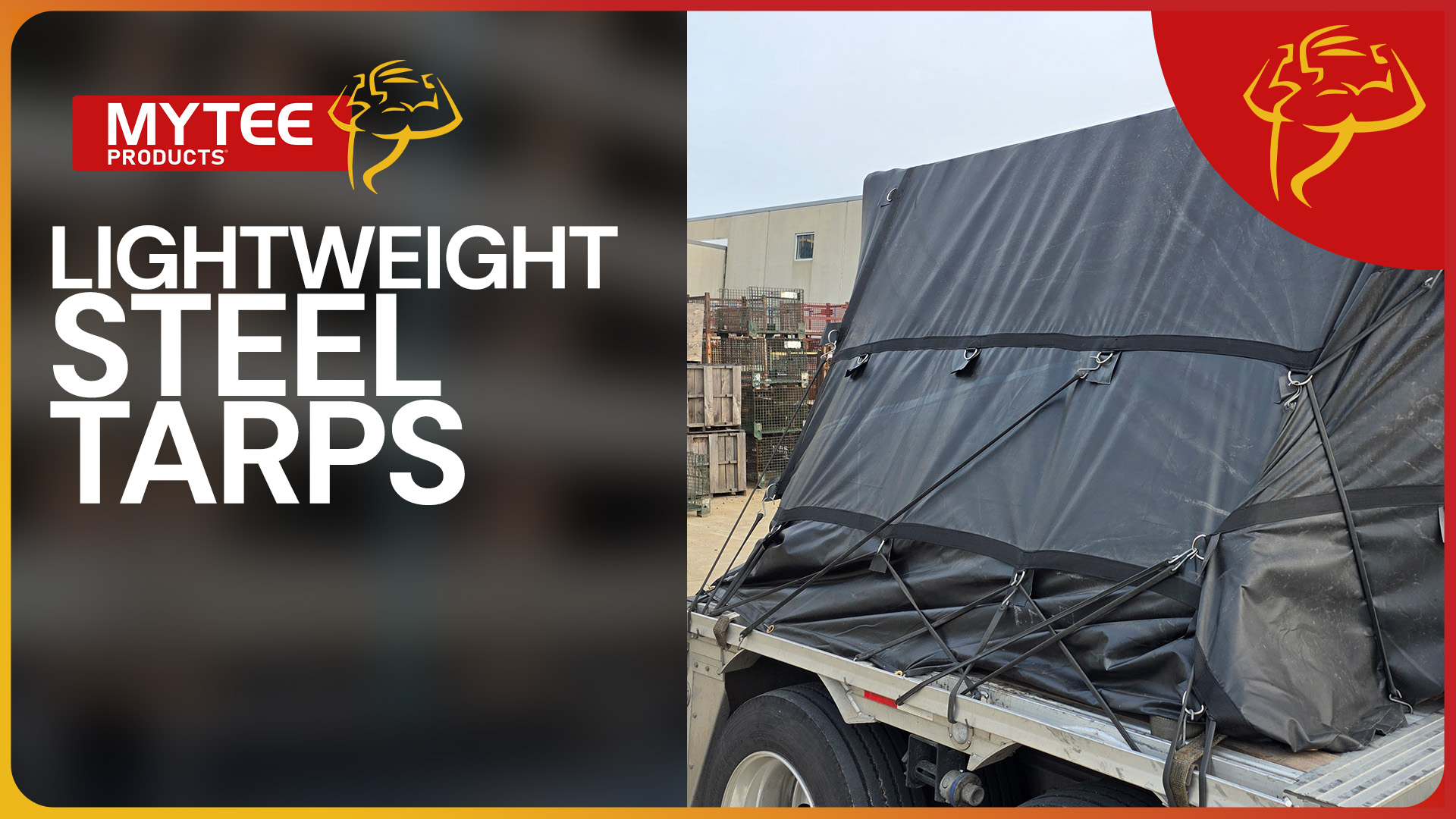 thumbnail video image 2 of 16' x 18' Flatbed Trailer 14 Oz Lightweight Steel Tarp with 4 FT Drop - Heavy Duty Blue Vinyl Waterproof Tarp for Truck/Trailers to Protect Cargo from Wind, Rain, Snow and Sun, 2 of 7