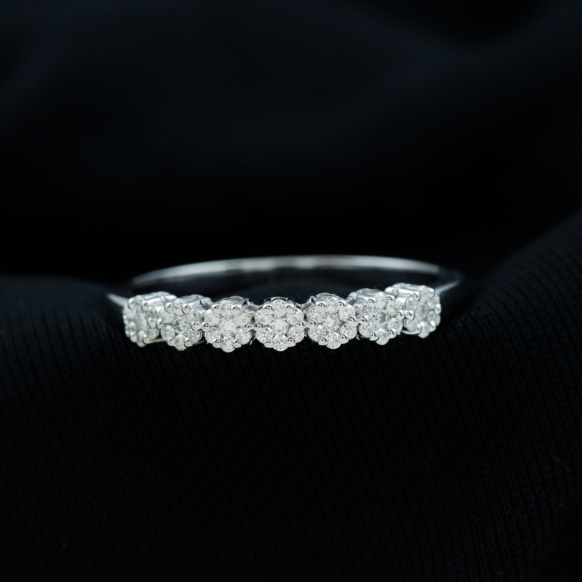 thumbnail video image 2 of Rosec Jewels Certified Moissanite Half Eternity Band for Women - Cluster Ring - D-VS1 Quality - Ready to Gift for Anniversary, 18K White Gold, US 4.50, 2 of 9