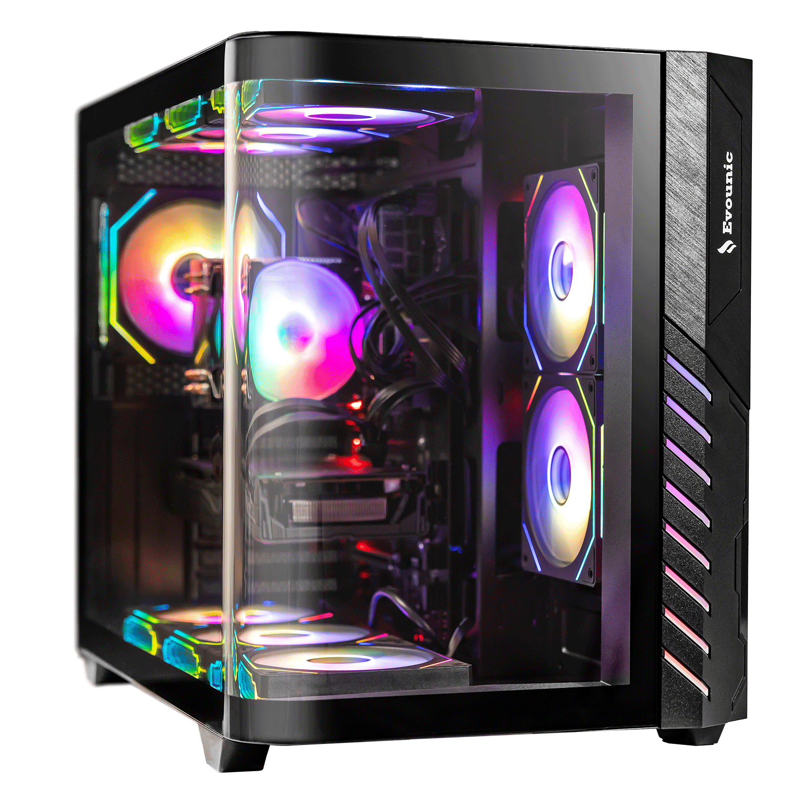 thumbnail video image 2 of Evounic Gaming PC Desktop Intel Core i7-14790F, 5060 Ti Graphics, 32GB RAM, 1TB SSD, WiFi6, BT5.4, Windows 11,9 ARGB Fans, RGB Keyboard & Mouse, High-Performance Tower for Gamers & Streamers, 2 of 10