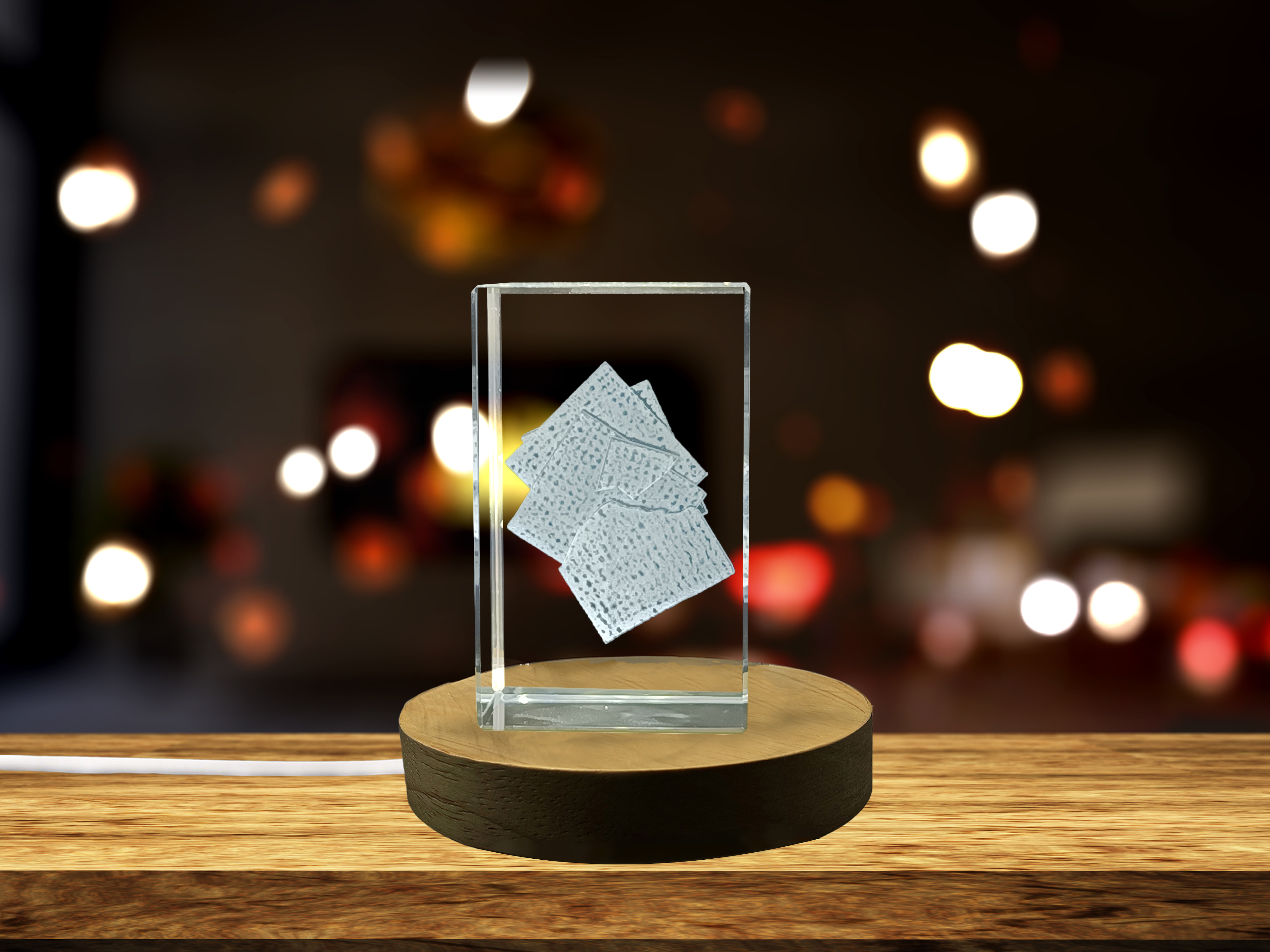 thumbnail video image 2 of Celebrate Traditions with Matzo Bread 3D Engraved Crystal Gift, 2 of 7