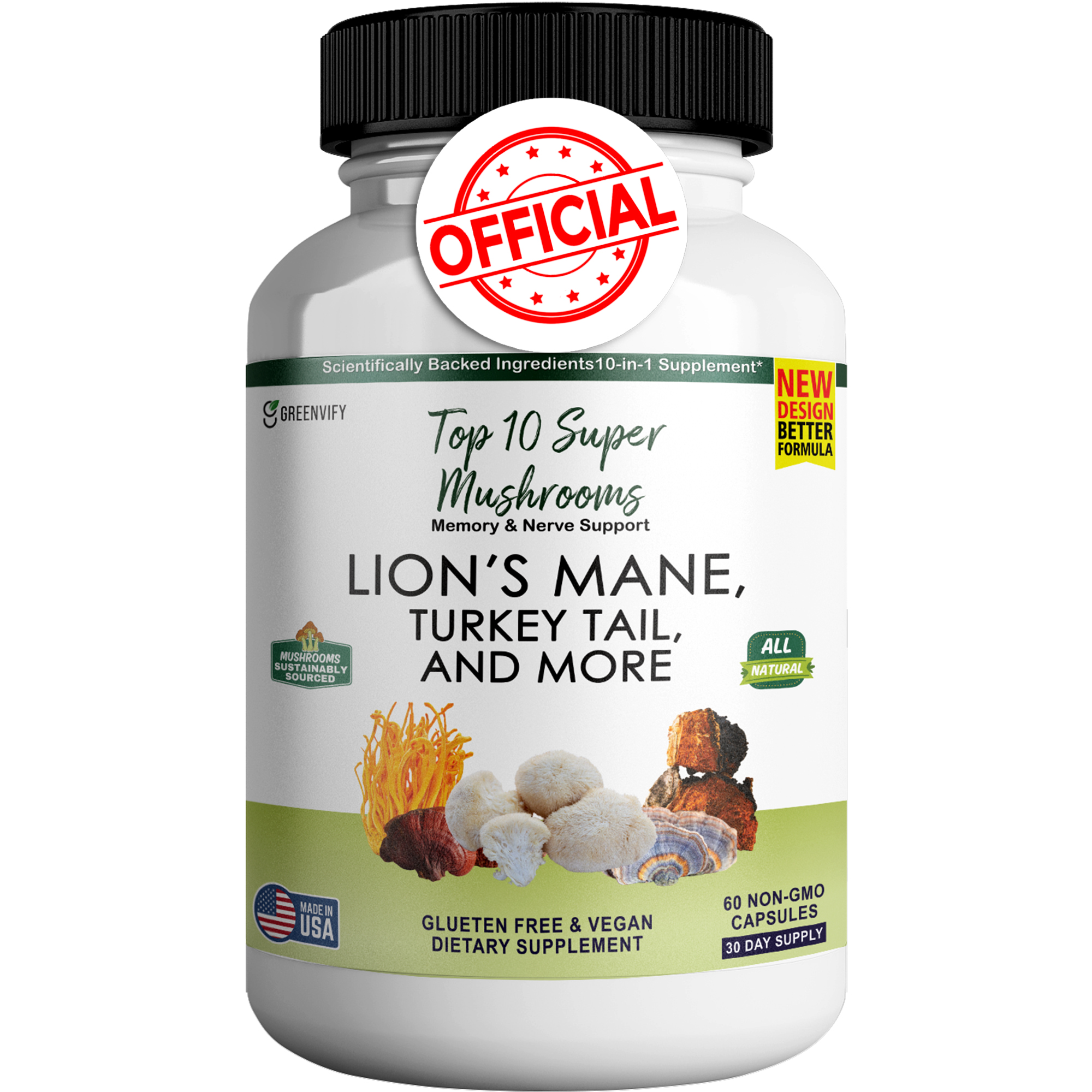 thumbnail video image 2 of GREENVIFY Mushrooms Lion's Mane Brain Health Support Supplement, 60 Count, 2 of 6