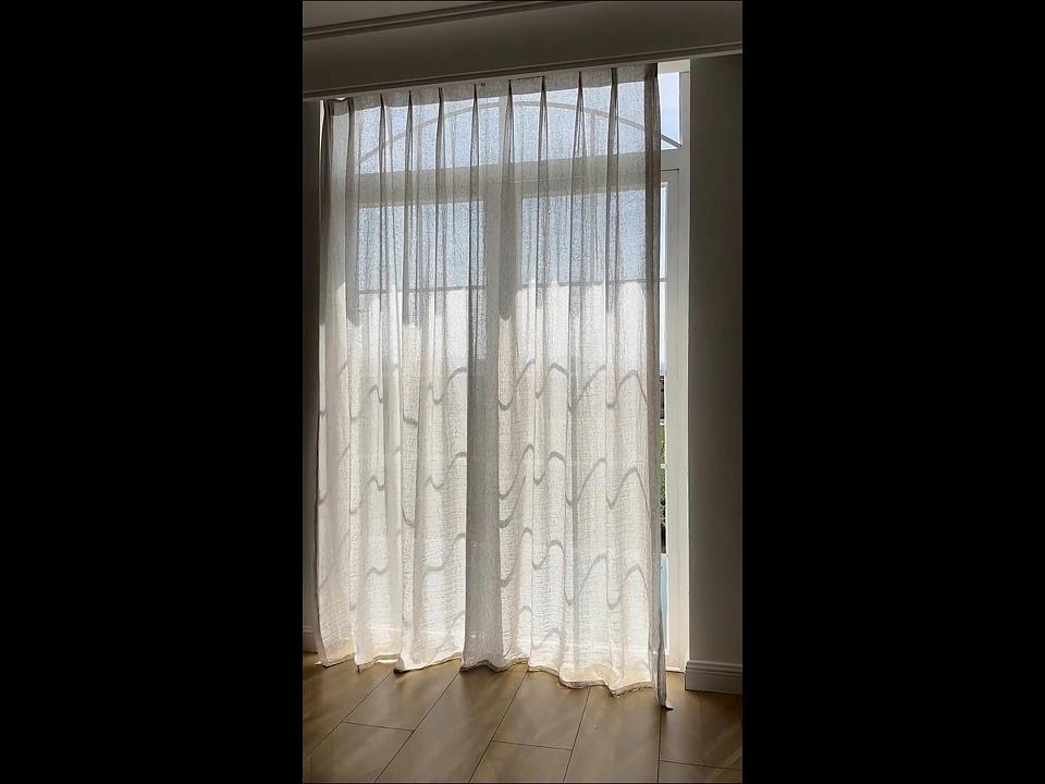 thumbnail video image 2 of Linen Curtains for Living Room 1Panel Set Rod Pocket Light Filtering Privacy Neutral Semi Sheer Flax Linen Curtains Rustic Farmhouse Boho Decor Cotton Textured Gauze Drapes 52x85 Inch, 2 of 10