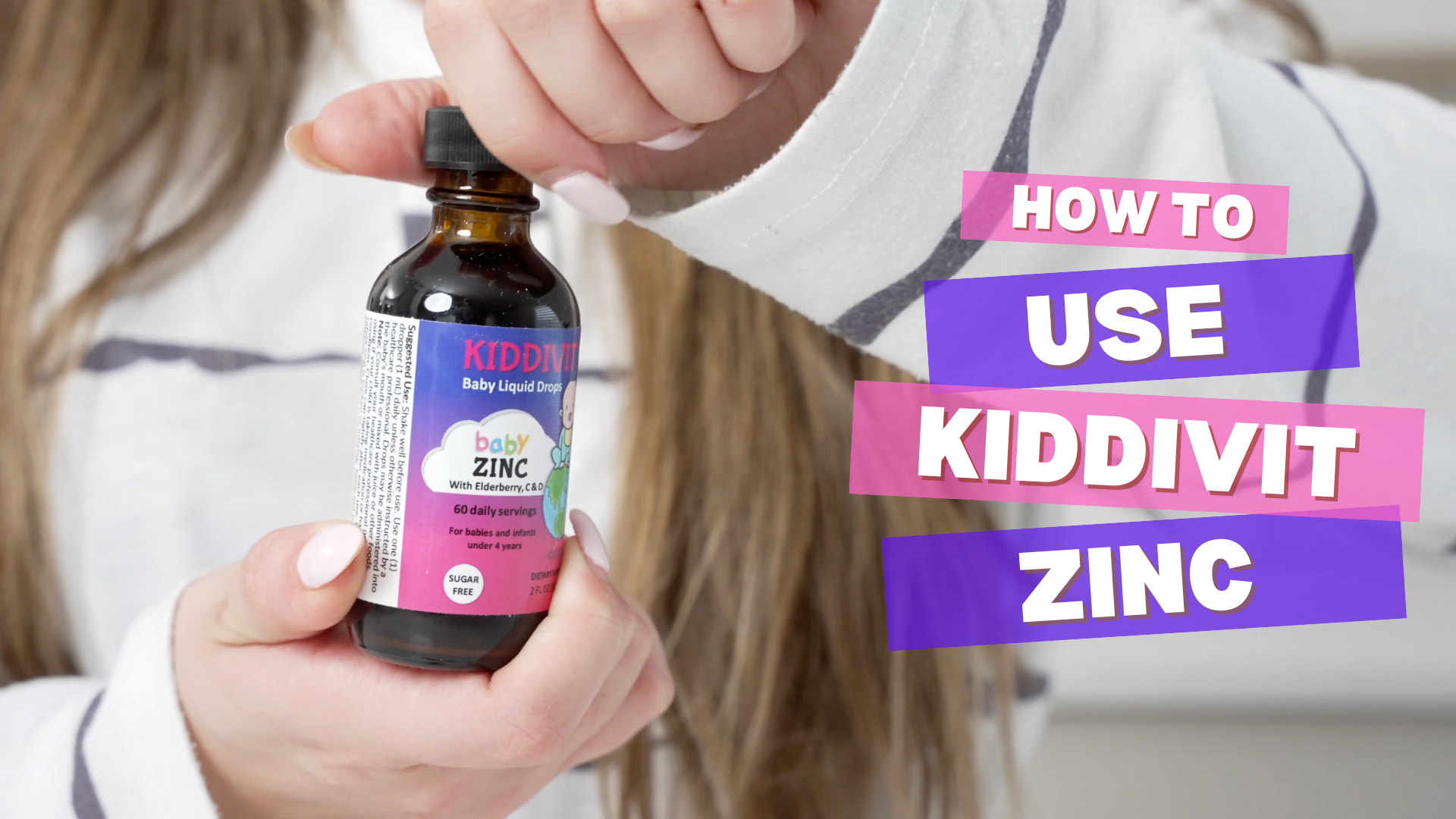 thumbnail video image 2 of Kiddivit Baby Zinc Liquid Drops with Elderberry, Vitamin D3 & C - 60 Daily Servings, 2 Fl Oz (60 mL) - Inulin Fortified (Prebiotic, Dietary Fiber) - Sugar Free, Gluten Free, Vegetarian Friendly, 2 of 8