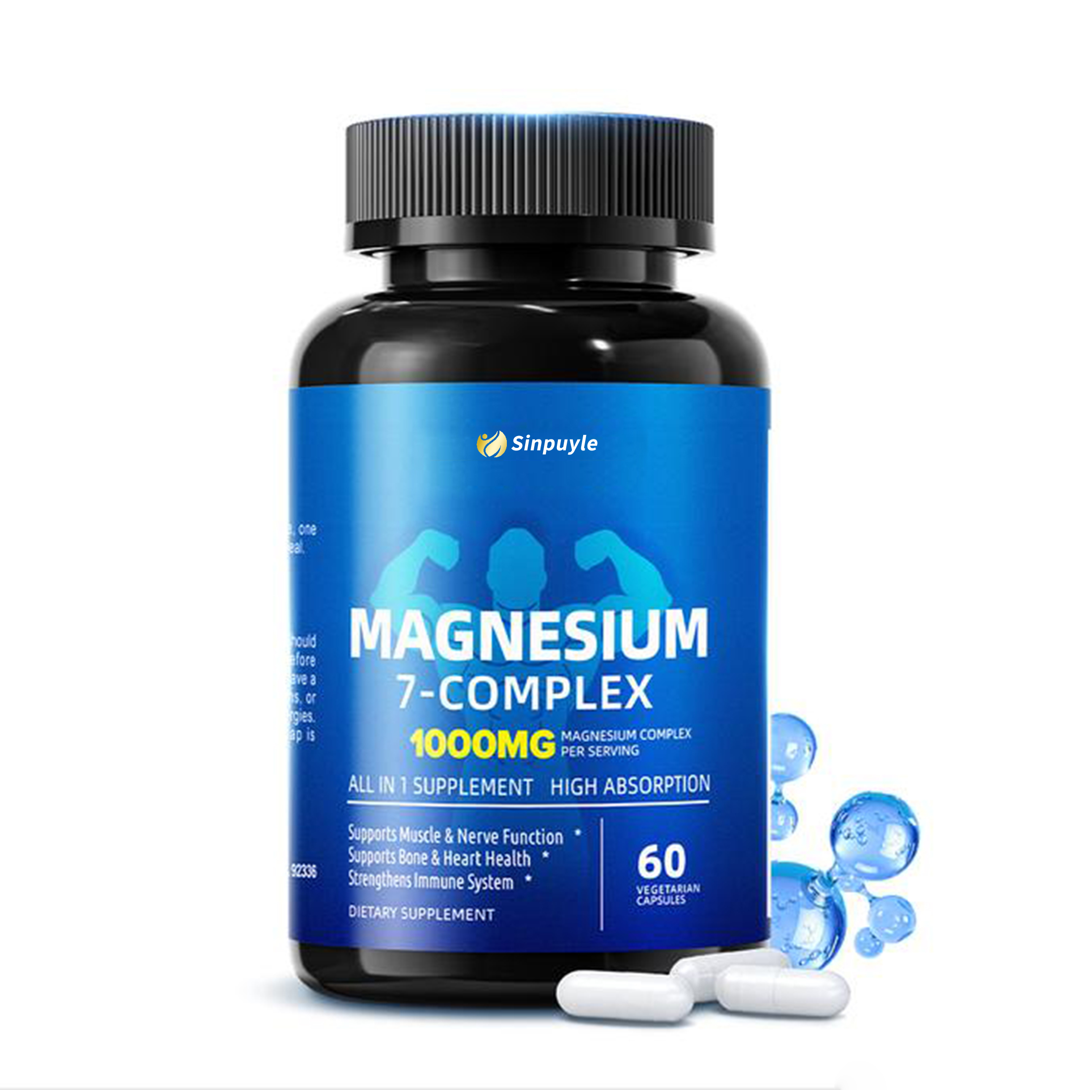 thumbnail video image 2 of Magnesium 7-Complex 1000mg, High Absorption 7-in-1 Magnesium Supplement, Supports Muscle & Nerve Function, Bone & Heart Health, 60 Vegetarian Capsules, 2 of 9