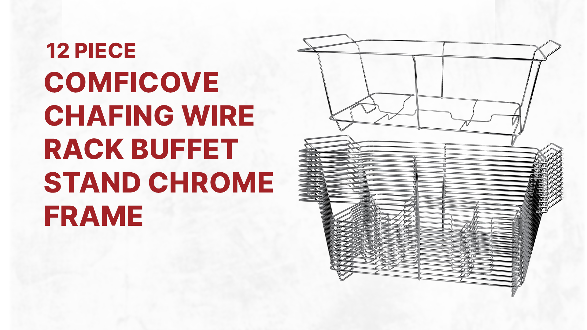 thumbnail video image 2 of 12 Pack Chafing Wire Rack Buffet Stand Chrome Frame for Events, Parties, Wedding, & Birthday Party Catering, Full Size Chafing Stand for Dish Serving Trays, Food Warmer Catering Supplies, 2 of 9