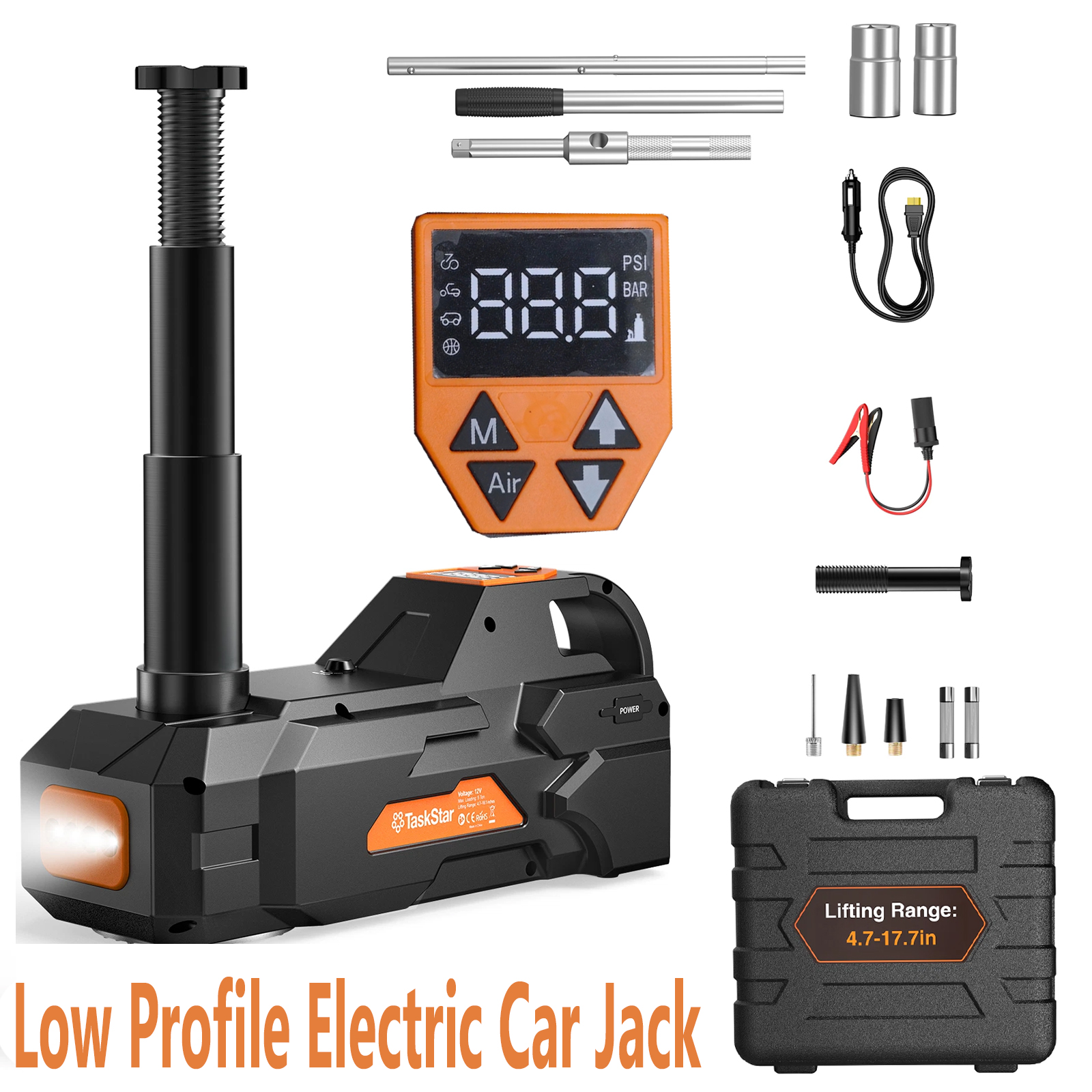 TaskStar, Car Jack, Low Profile 5 Ton Hydraulic Electric - Walmart.com