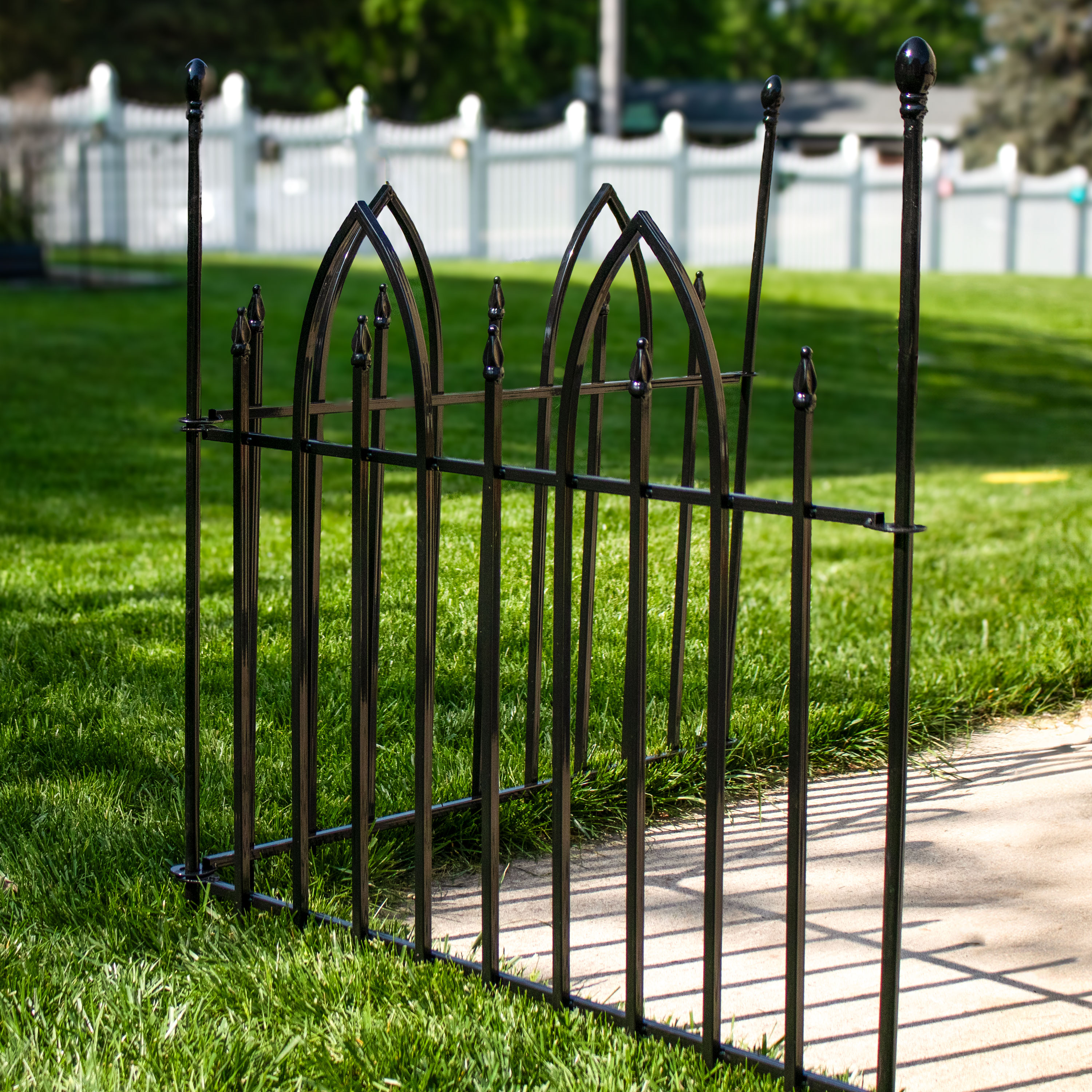 thumbnail video image 2 of Sunnydaze Gothic Arch 31" x 37" Black Steel Decorative Garden Fence Panels (2 Count), 2 of 13