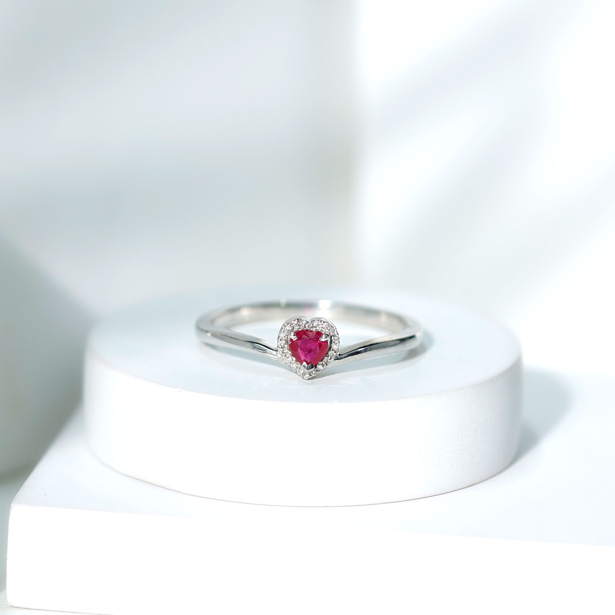 thumbnail video image 2 of Rosec Jewels Natural Ruby Heart Promise Ring for Women - AAA Quality - Ruby Diamond Ring - Ready to Gift for Valentines Day, 925 Sterling Silver, US 4.00, 2 of 8
