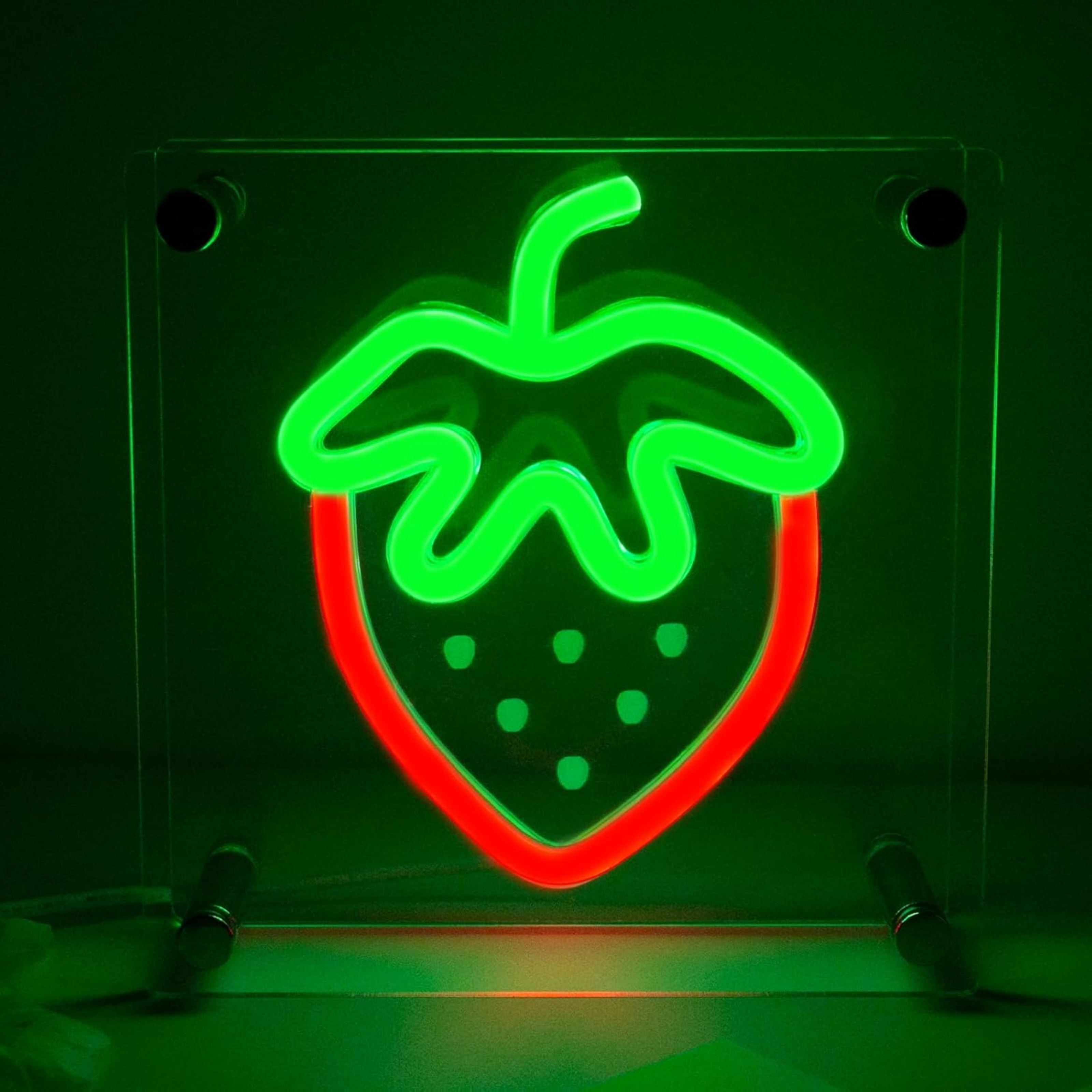 thumbnail video image 2 of UPONRAY Strawberry Desktop Neon Signs, 5.9"*5.9" Dimmable & USB-Powered LED Neon Light, Stylish Desktop decoration for Bed Room, Living Room, Baby's Room, Bar, Party, 2 of 11
