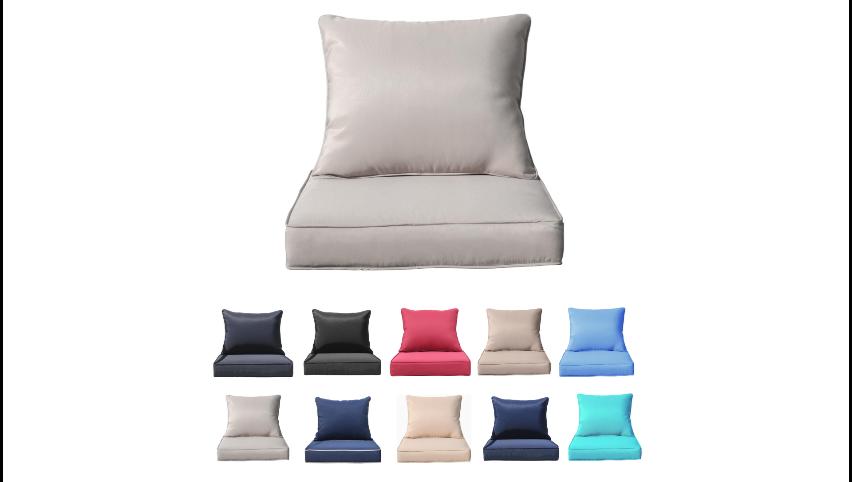 thumbnail video image 2 of FKS LIFE Outdoor Patio Chair Cushions Set 24 L X 24 W X 4 H Waterproof & Fade Resistant Deep Seat and Back Cushions with Removable Covers Outdoor Seat Cushion Set for Chairs and Sofas, 2 of 8