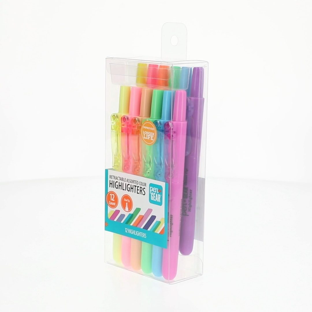 Pen+Gear Retractable Highlighters Chisel Tip Assorted Neon Colors