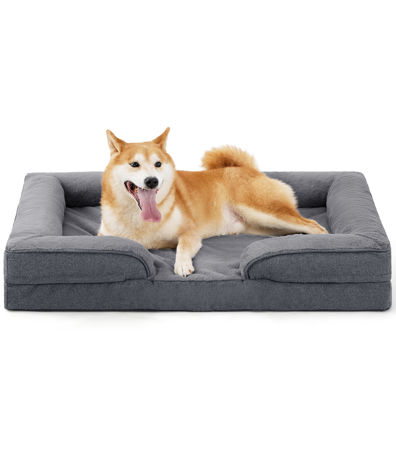 thumbnail video image 2 of Made4Pets Dog Bed Orthopedic Dog Sofa for Large Dogs,Supportive Foam Pet Cushions Bed with Washable Removable Cover, Egg-Crate Foam, Waterproof Lining Bottom, Gray, 42 * 32 * 8 Inch, 2 of 9