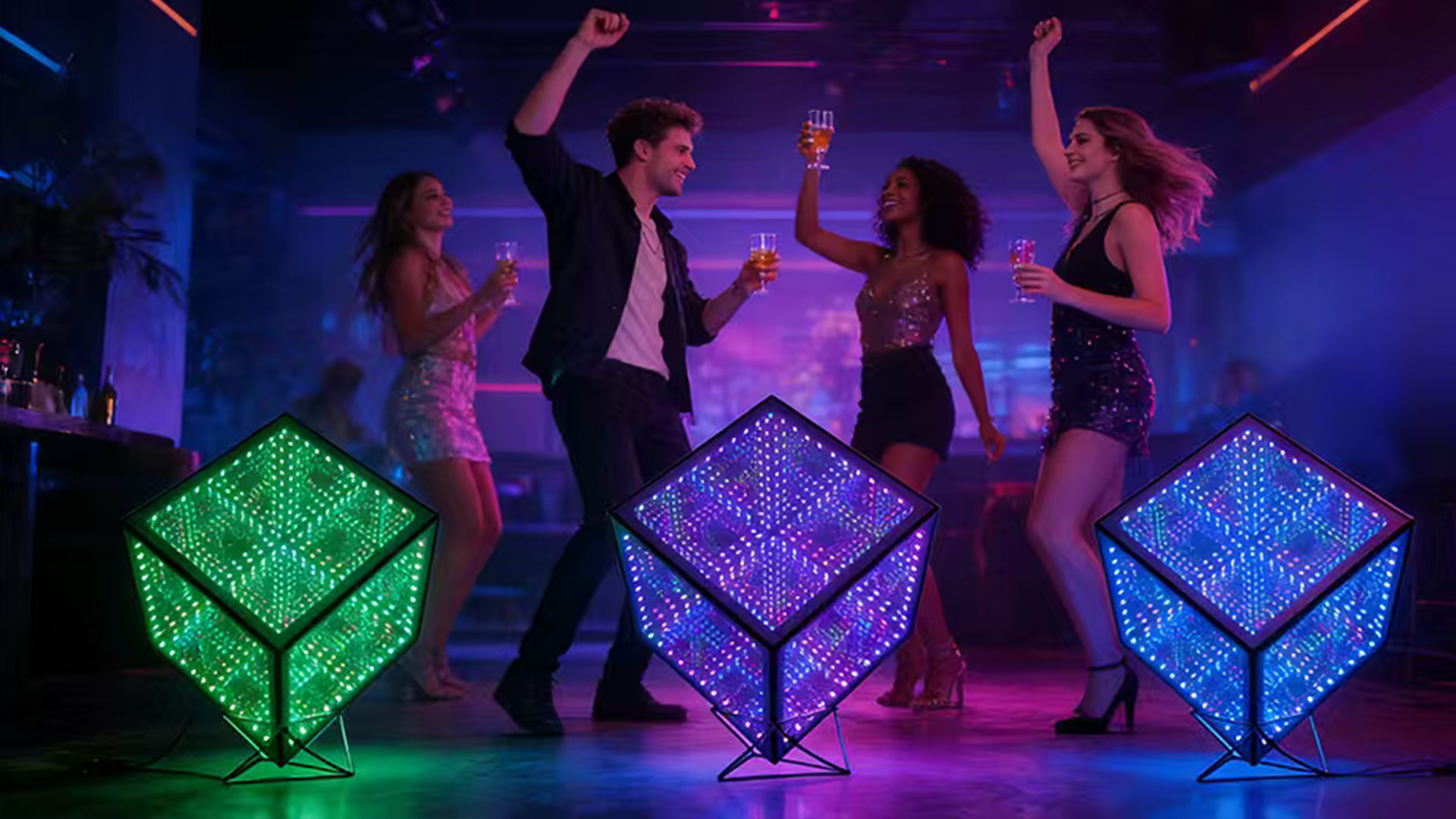 Heepulor Infinity Hyper Cube LED Table Lamp, Music Sync RGB Ambient ...