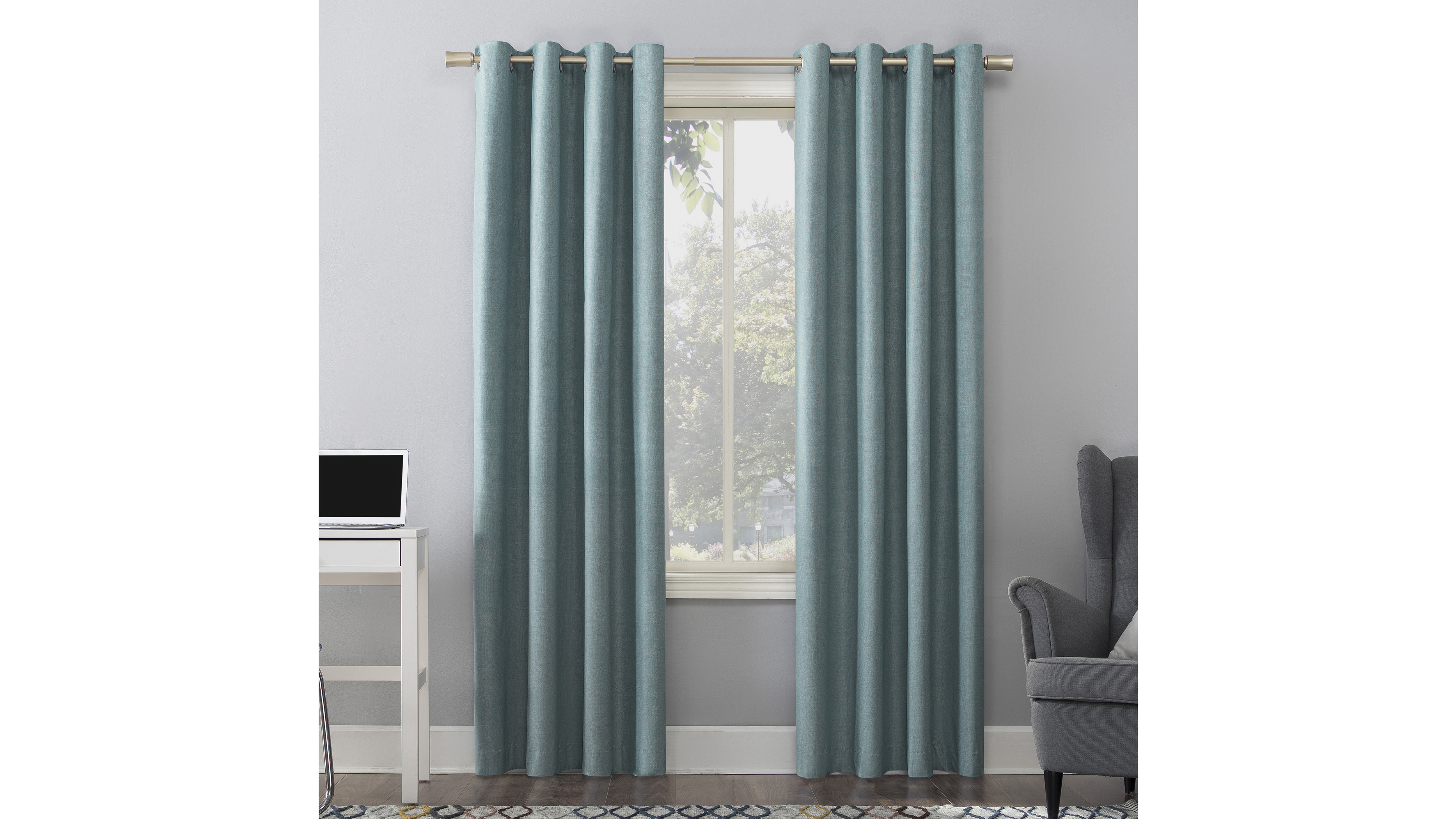 thumbnail video image 2 of Sun Zero Duran Thermal Insulated 100% Blackout Grommet Curtain Panel, 50"X95", Mineral (Single Panel), 2 of 9