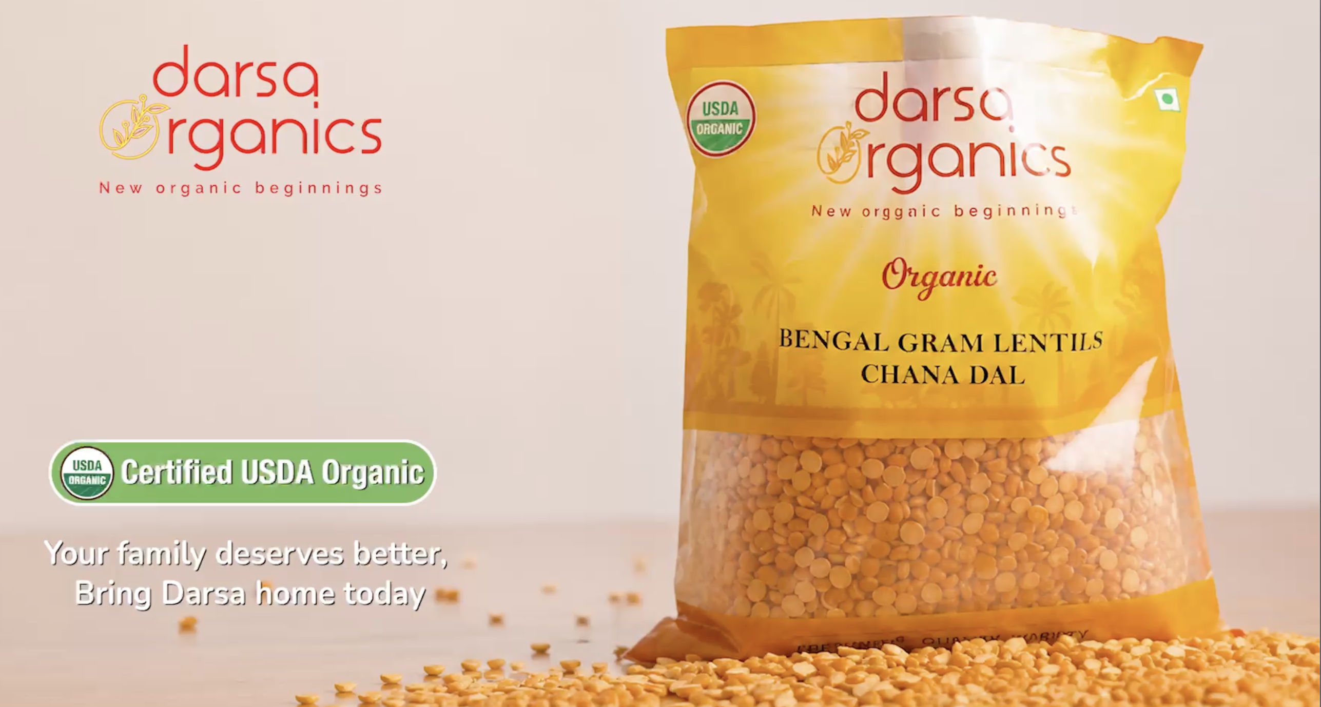 thumbnail video image 2 of Darsa Organics Chana Dal 2 lb - Premium Bengal Gram Lentils, USDA Yellow Split Chickpeas, Non-GMO, Chemical-Free, Kosher, 2 of 10