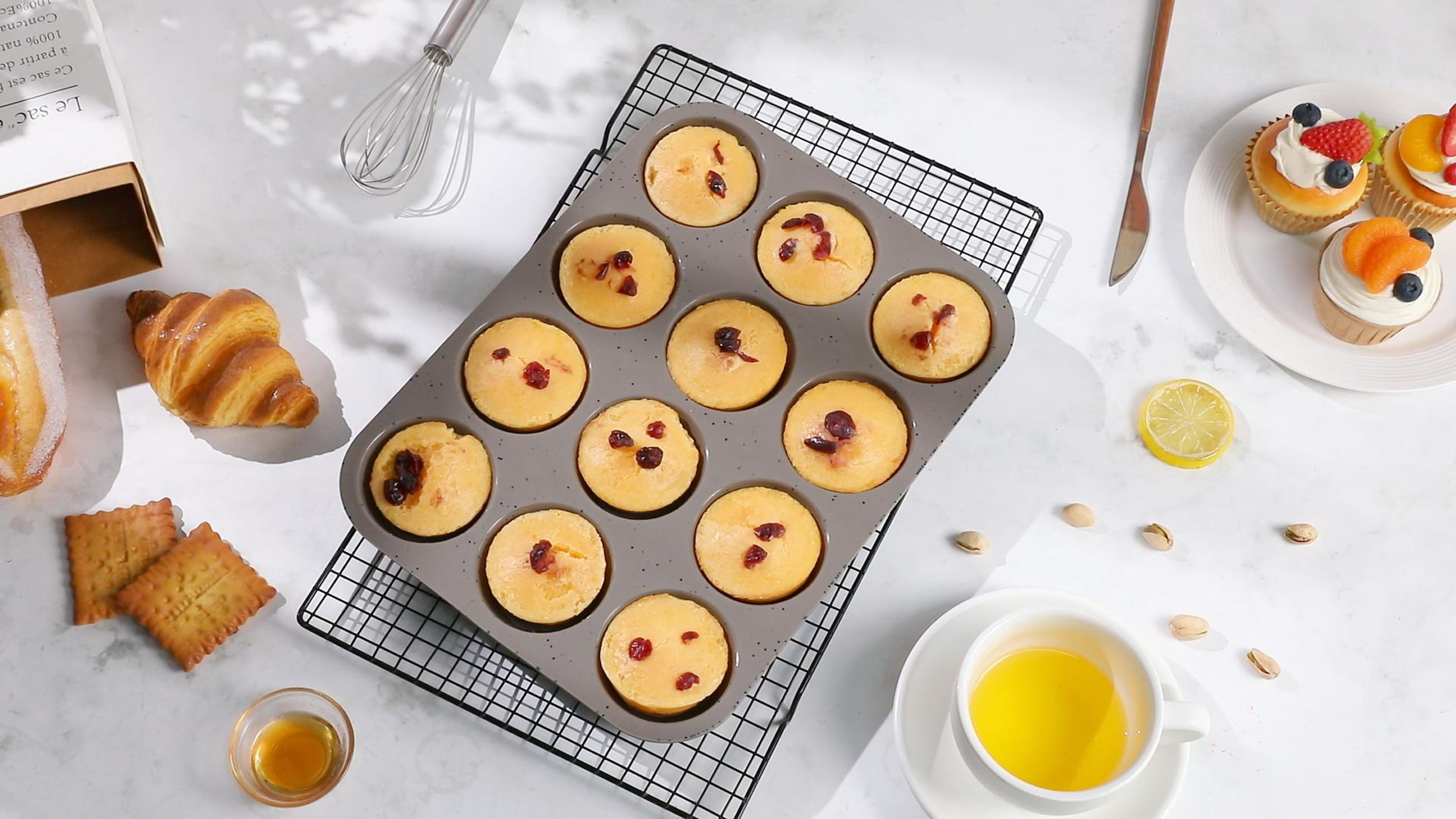 thumbnail video image 2 of 12 Cups Silicone Muffin Pan - Regular Size Cupcake Pan Muffin Tin for Baking Nonstick Food Grade, 2 of 8