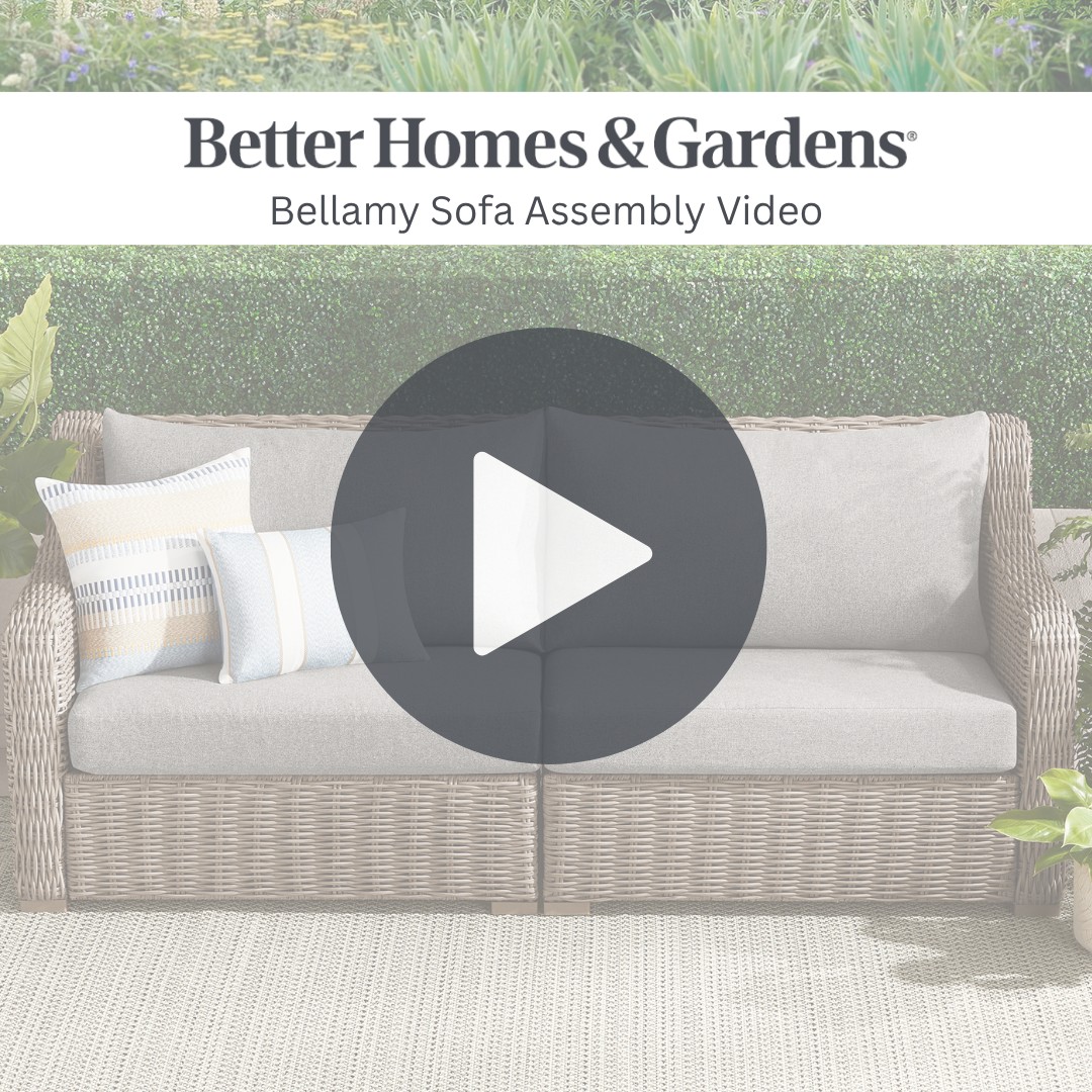 thumbnail video image 2 of Better Homes & Gardens Bellamy Outdoor 1pc Sofa, Tan Wicker/Blue Cushion, 2 of 10