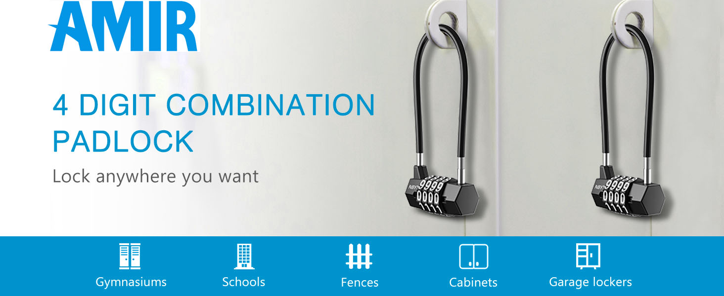 thumbnail video image 2 of Combination Locks, Long Shackle Code Resettable Combination Padlock for Locker Door Luggage Bike Home School Office 2PCS, 2 of 11