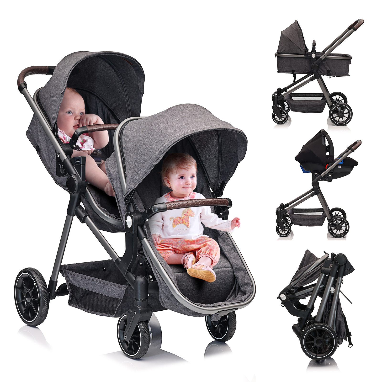thumbnail video image 2 of Funyard -Twins - multifunctional single and double lightweight travel baby stroller, 2 of 10