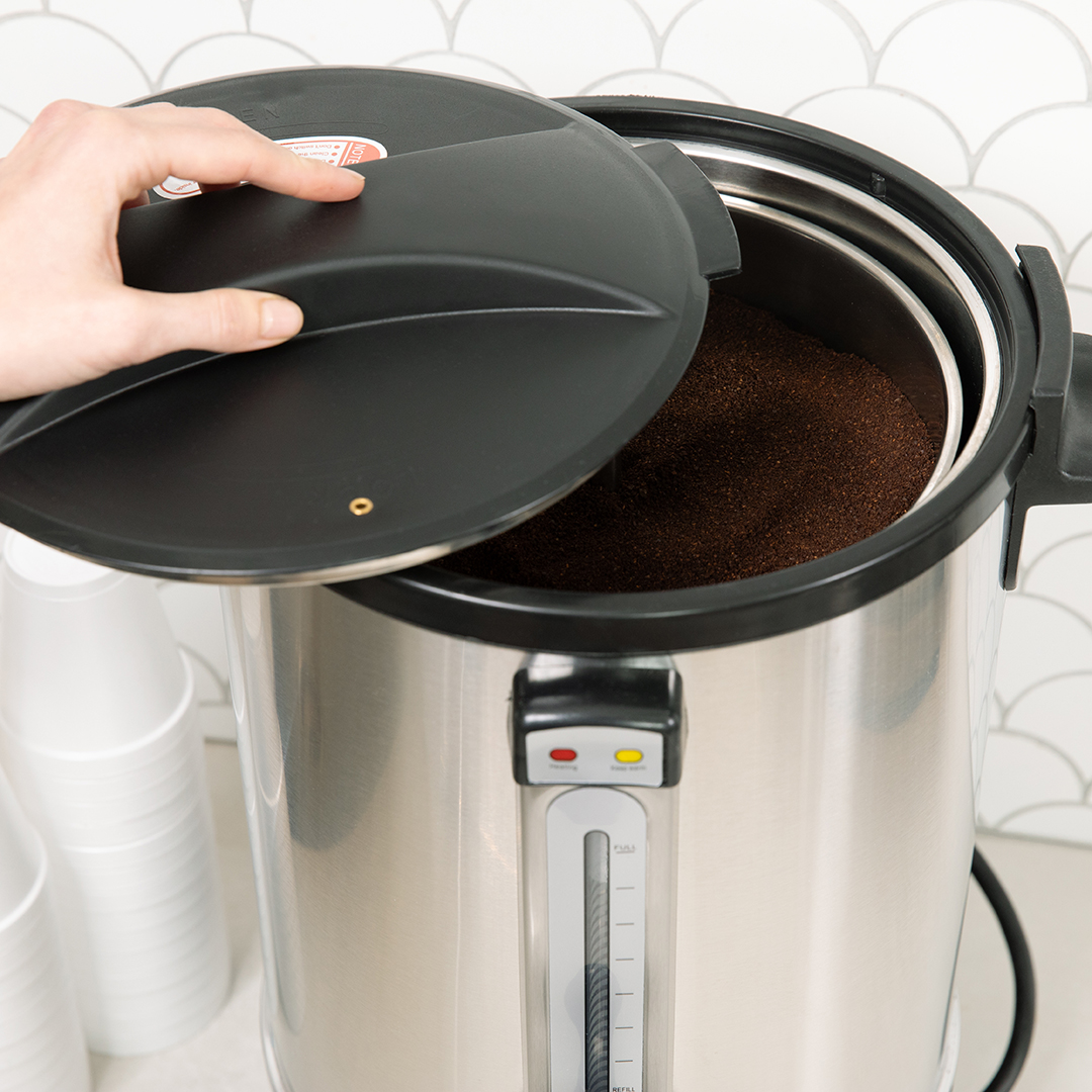 thumbnail video image 2 of Alpha Living 100 Cups Electric Coffee Urn – Stainless Steel Large Capacity Electric Kettle Percolator Coffee Pot – Ideal Hot Beverage Dispenser for Catering, Hotels, Restaurants –Leak-Proof Tap, 2 of 8