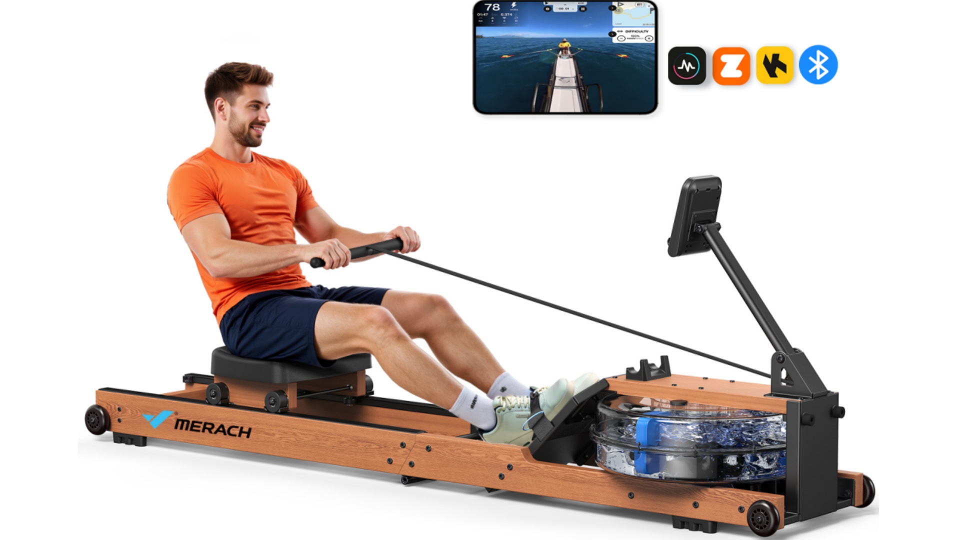 thumbnail video image 2 of MERACH Water Rowing Machines for Home, Foldable Row Machine with 400LBS Weight Capacity, Dedicated Monitor and Comfortable Seat, Free MERACH App for Immersive Water Rower, 2 of 11