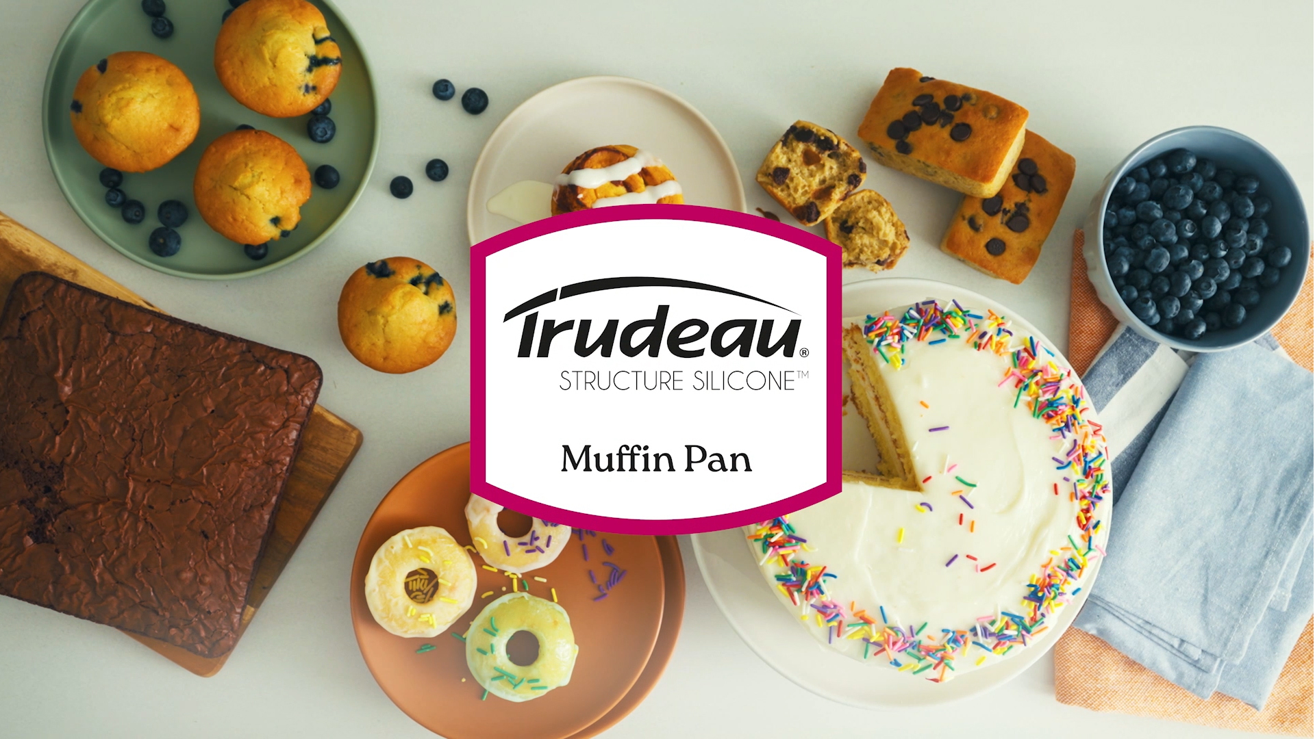 thumbnail video image 3 of Trudeau Silicone 12ct Muffin & Cupcake Pan – Perfect for Bites, Small Pies, Egg Bites, Rice Krispies Treats, Cheesecake Cups & More, 3 of 16