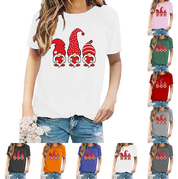 thumbnail video image 2 of Baqcunre Valentine's Day Shirts for Women Gnome Print Round Neck Short Sleeve T Shirt Top (Pink S-3XL), Womens Tops Graphic Tees for Women Shirts for Women, Womens Tops, 2 of 5