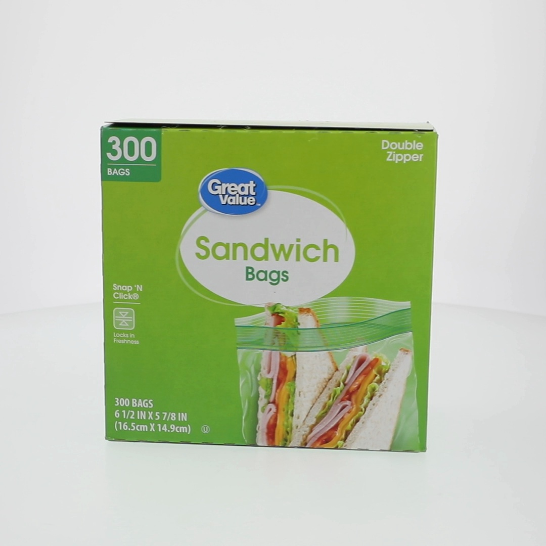 2 pack) Great Value Double Zipper Sandwich Bags, 300 Count