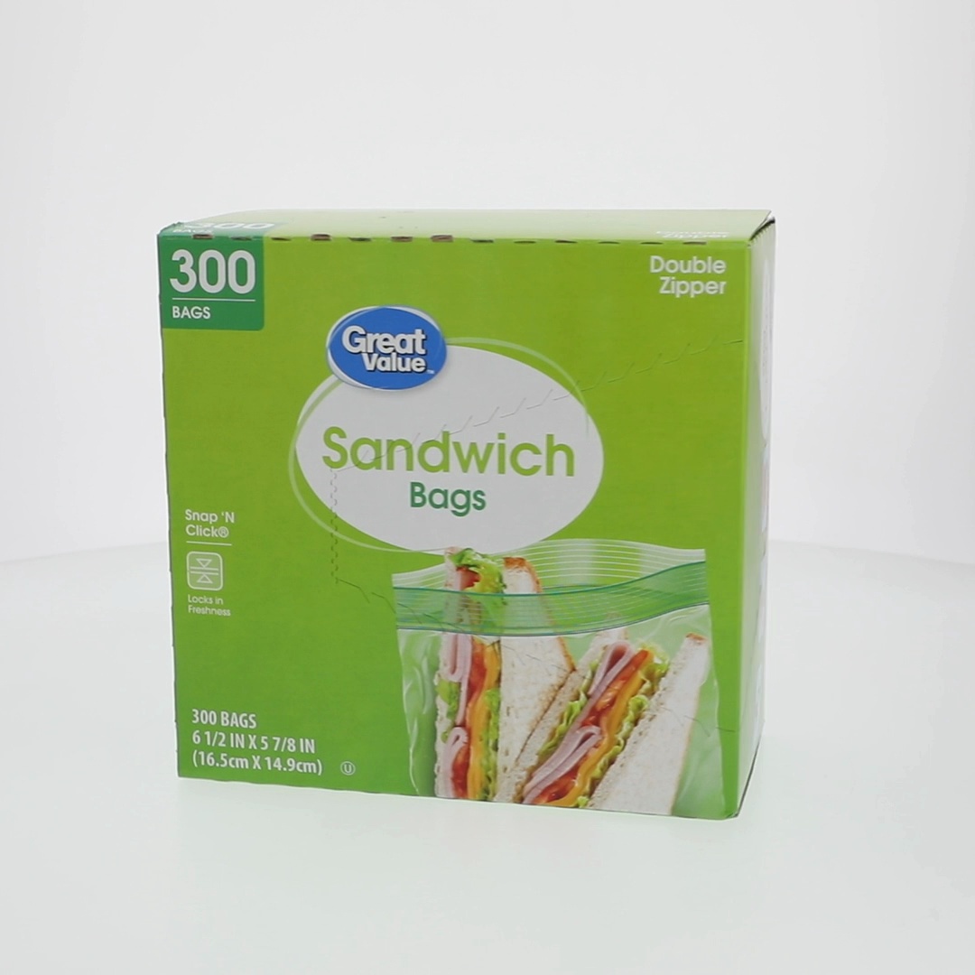 2 pack) Great Value Double Zipper Sandwich Bags, 300 Count