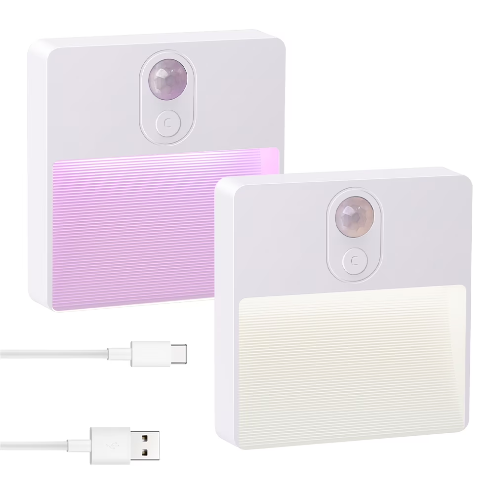 thumbnail video image 2 of Wiher Magnetic Motion Sensor Night Light, Stick-on Rechargeable LED Warm Night Lights Stepless Dimming for Bedroom, Hallway, Kitchen, Bathroom,2 Pcs, 2 of 10