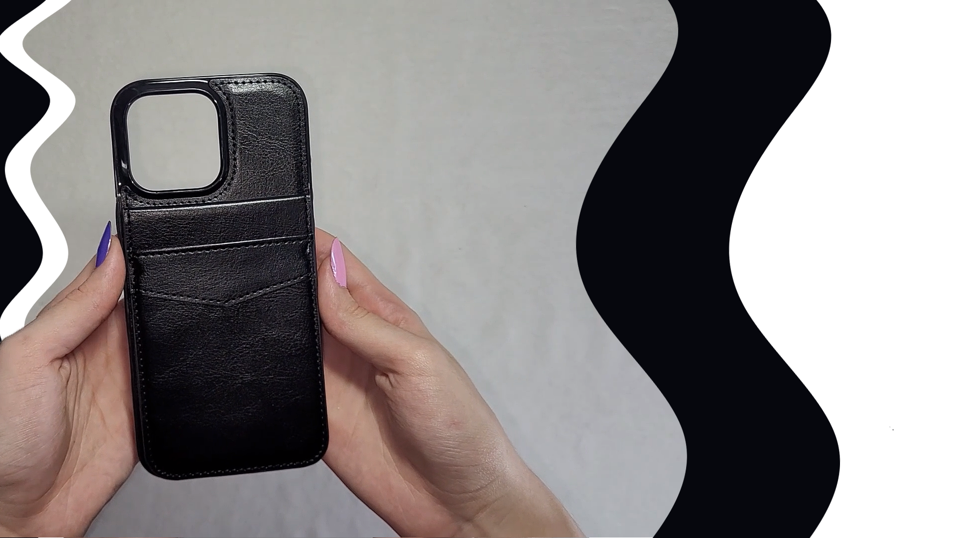 thumbnail video image 2 of Entronix Wallet Case for Apple iPhone 16 Pro Leather Wallet Card Holder Case, Built In Kickstand with 6 Card Slots Holder for Apple iPhone 16 Pro, Black, 2 of 7