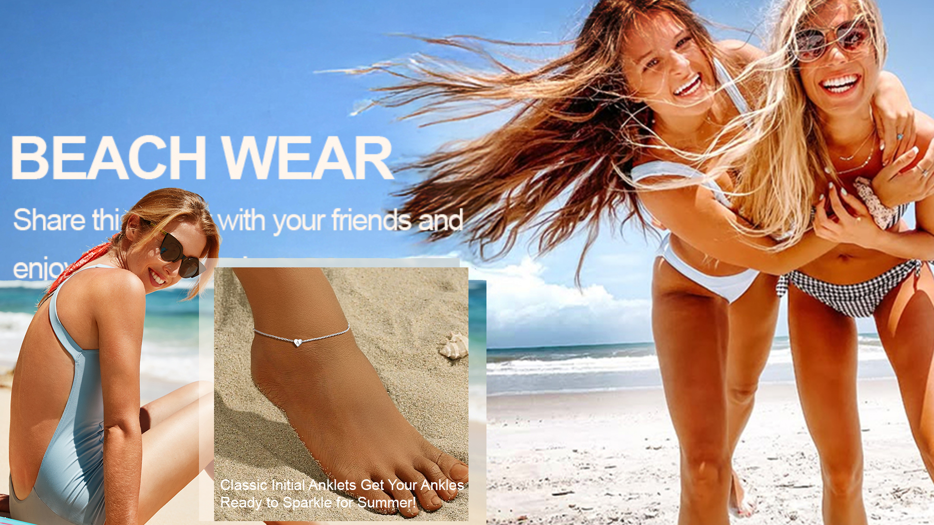 thumbnail video image 2 of Silvora Sterling Silver Initial Ankle Bracelets for Women Waterproof Heart Anklet with Letter A Summer Foot Jewelry, 2 of 7