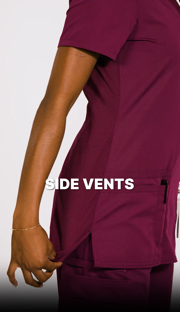 thumbnail video image 2 of Cherokee Workwear Originals Women's Scrubs V-Neck Top with 3 Pockets - WW645, 2 of 7