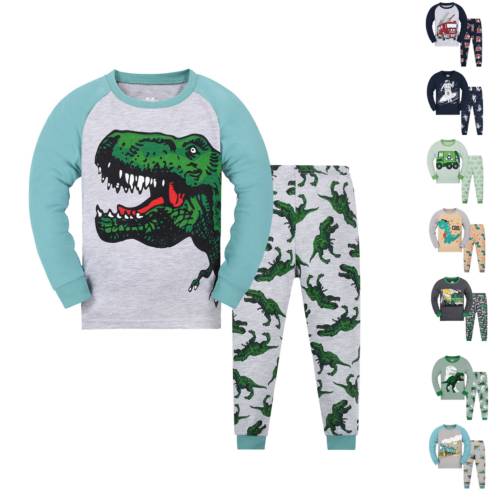 thumbnail video image 2 of YUEHUA Boys Pajamas Sets 16-18 Long Sleeve Comfortable Car Printing Baby Boy Pajamas Pjs Cotton 2-Pack Sleepwear Sets, Size 6-7 Years, 2 of 3
